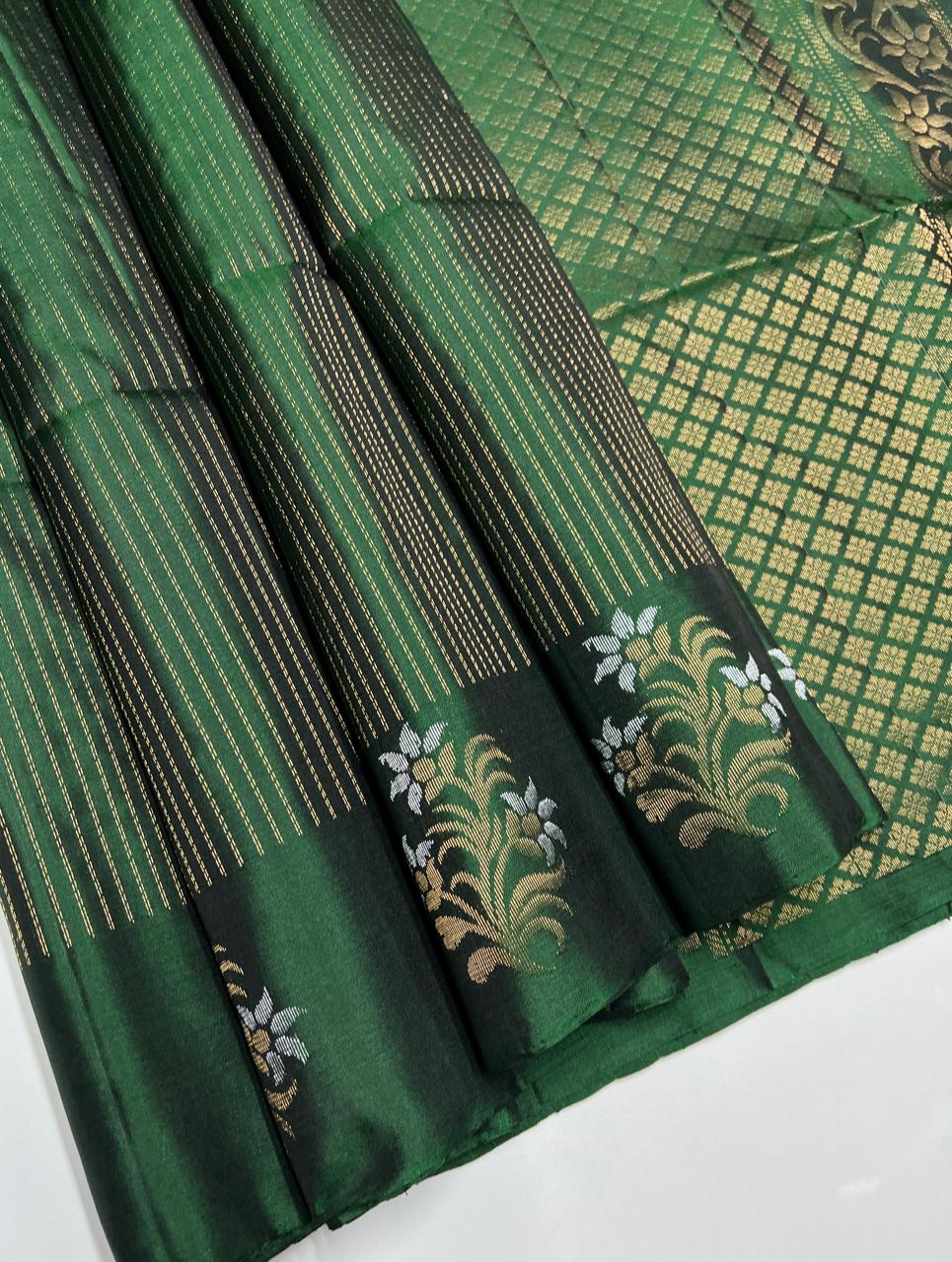 Green - Vairaoosi Fancy Border Soft Silk Saree