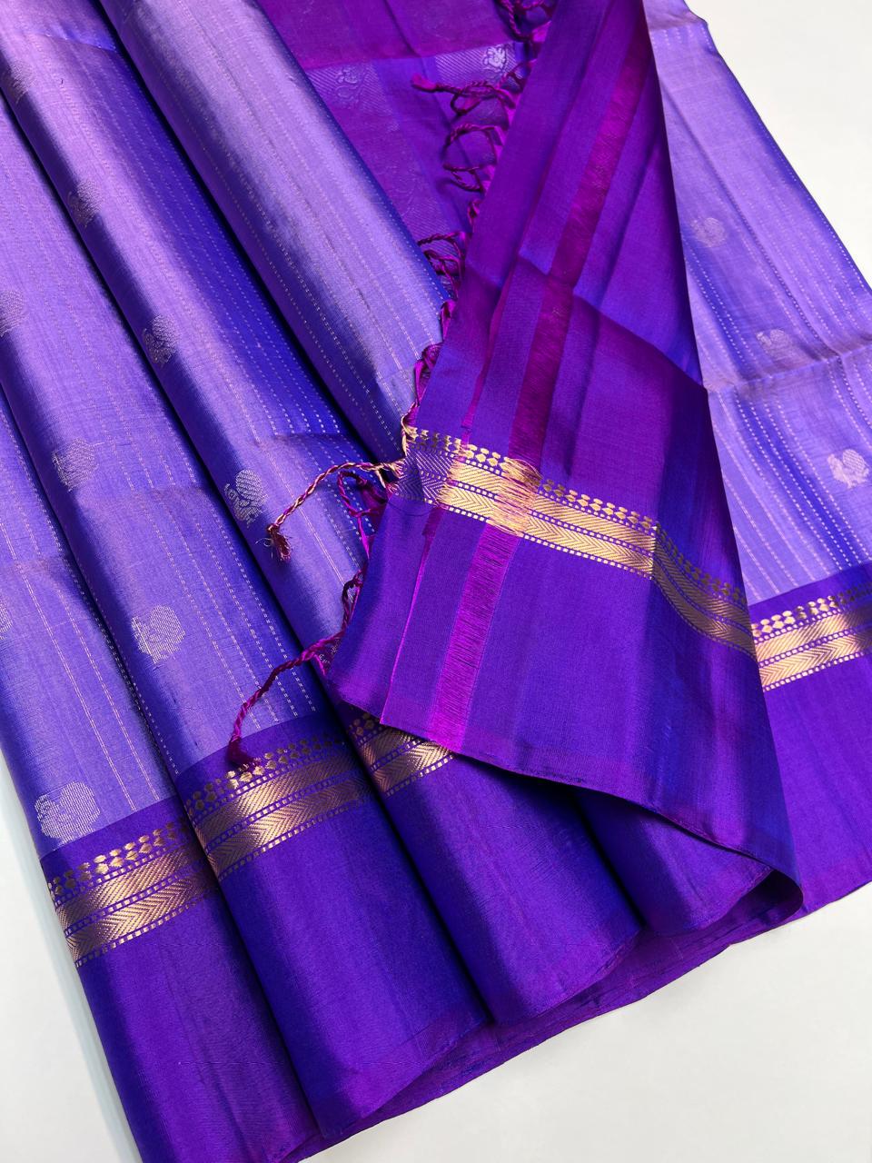 Purple - Fancy Border Soft Silk Saree