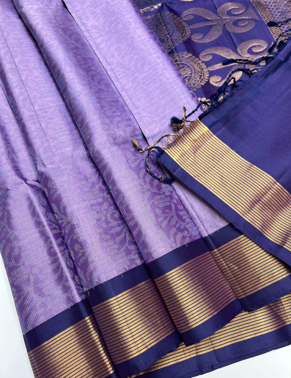 Dark Lilac & Ink Blue - Soft Silk Saree