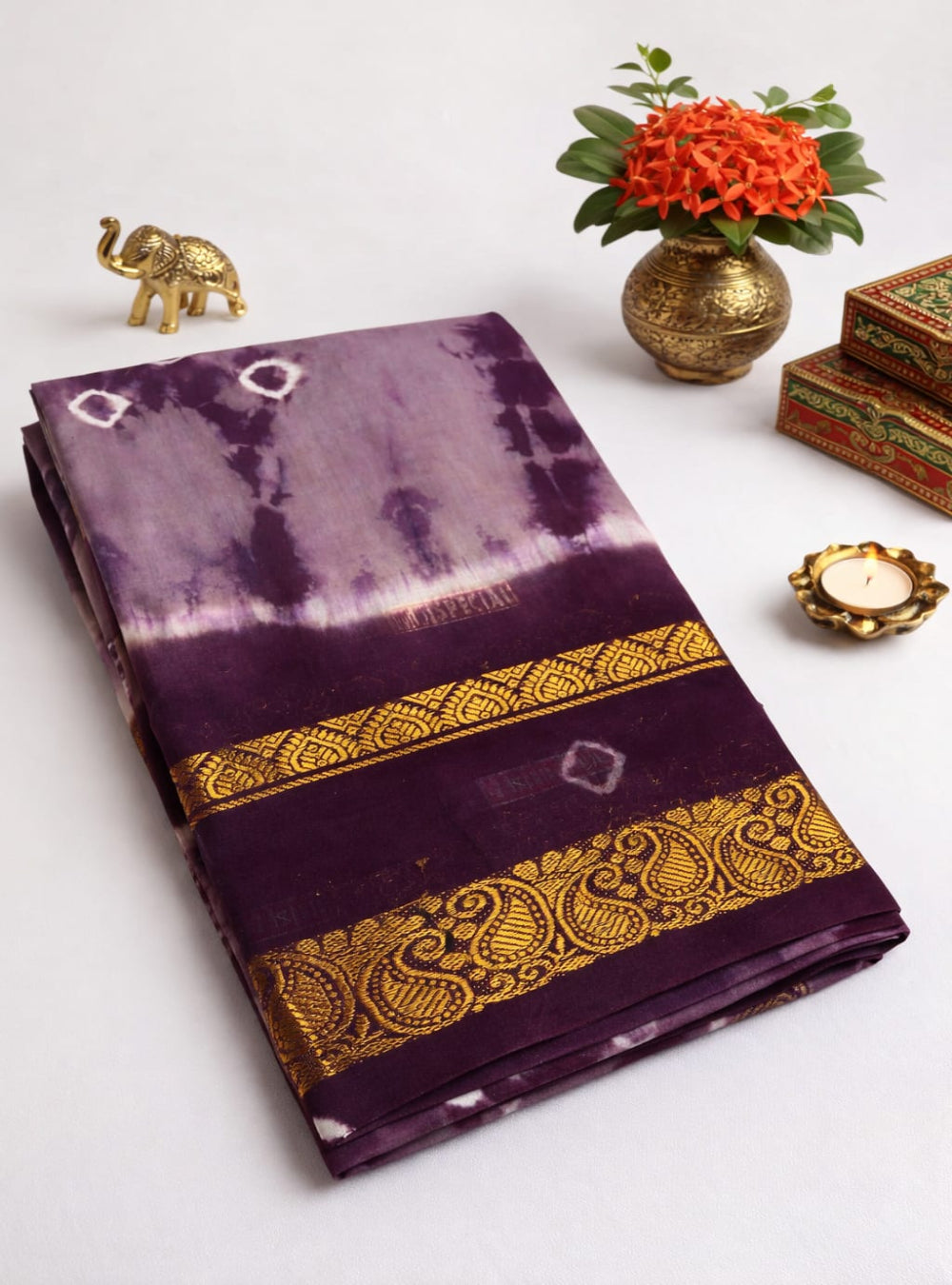 Choco & Plum - Bandhini Chungudi Cotton Saree