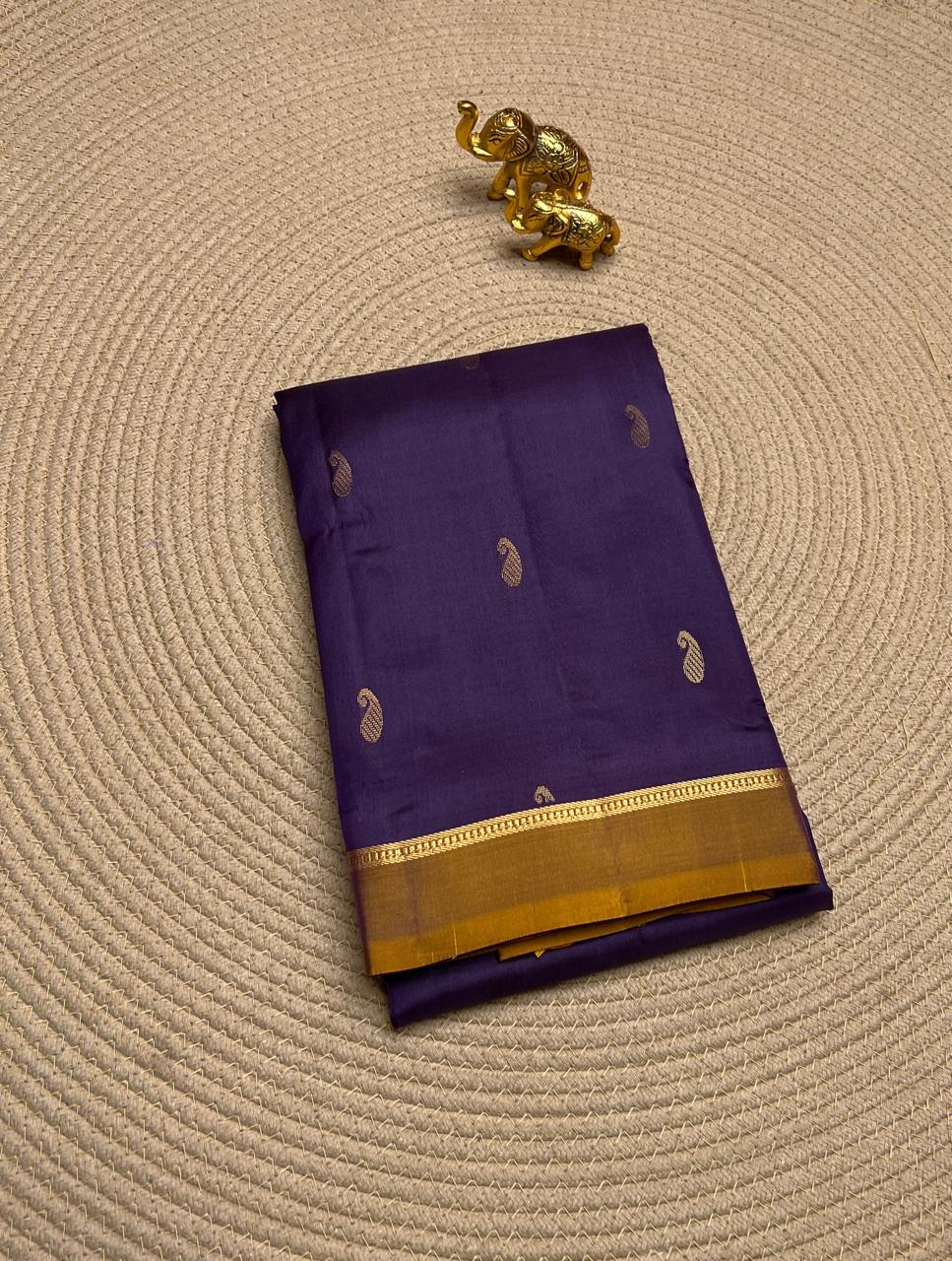 Purple & Brown - Soft Silk Saree
