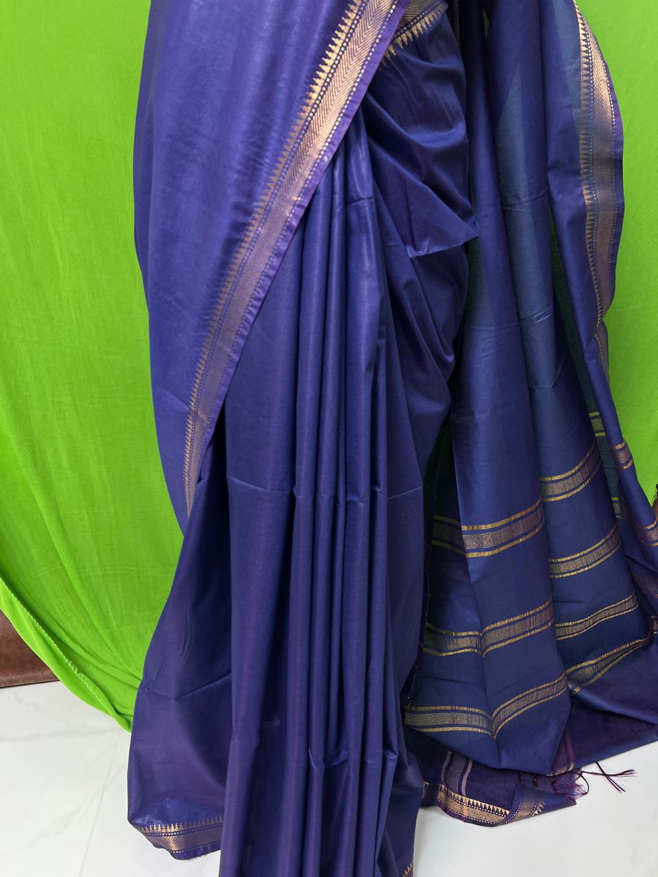 Purple - Moonga Silk Saree