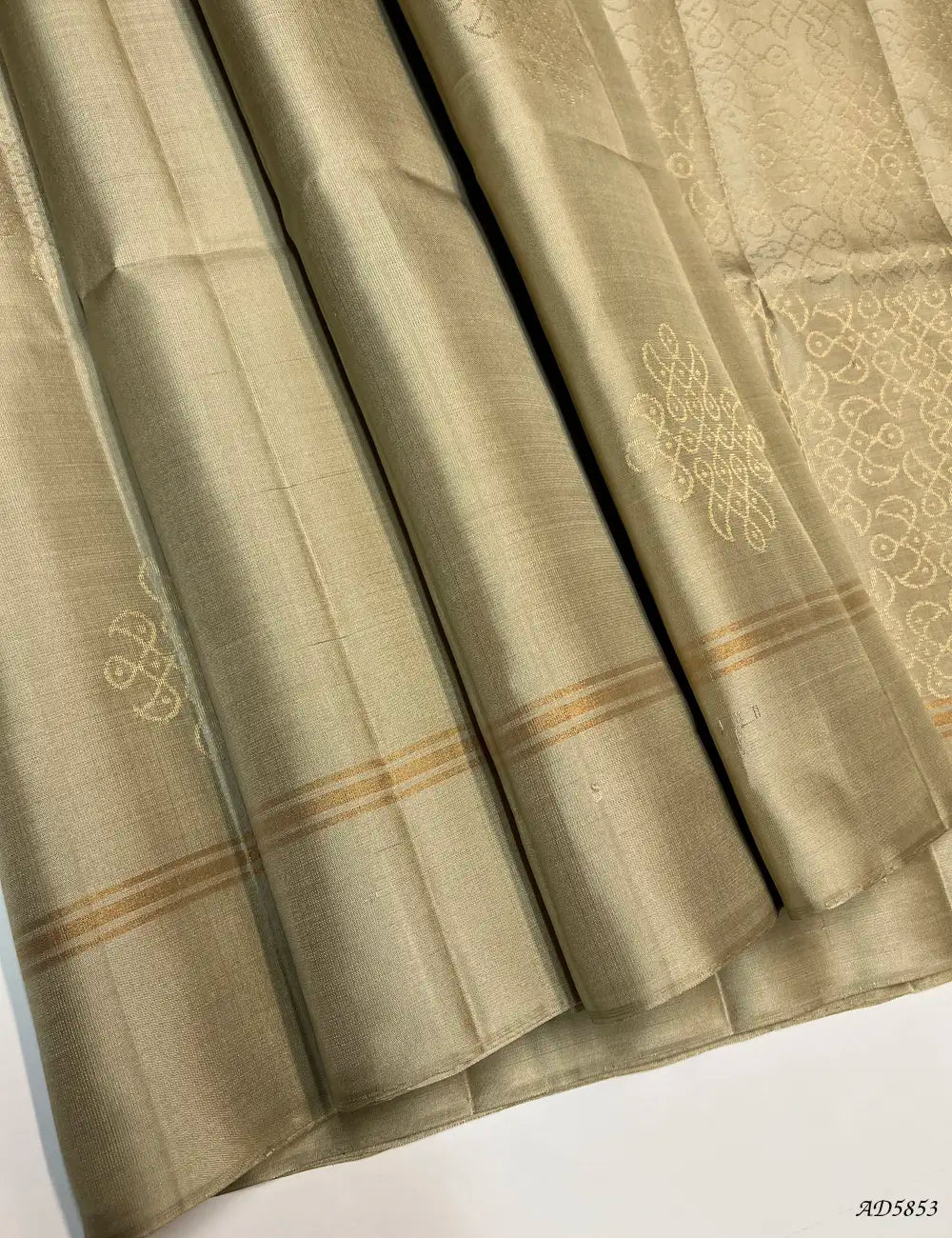 Beige - Kolam Soft Silk Saree Front View