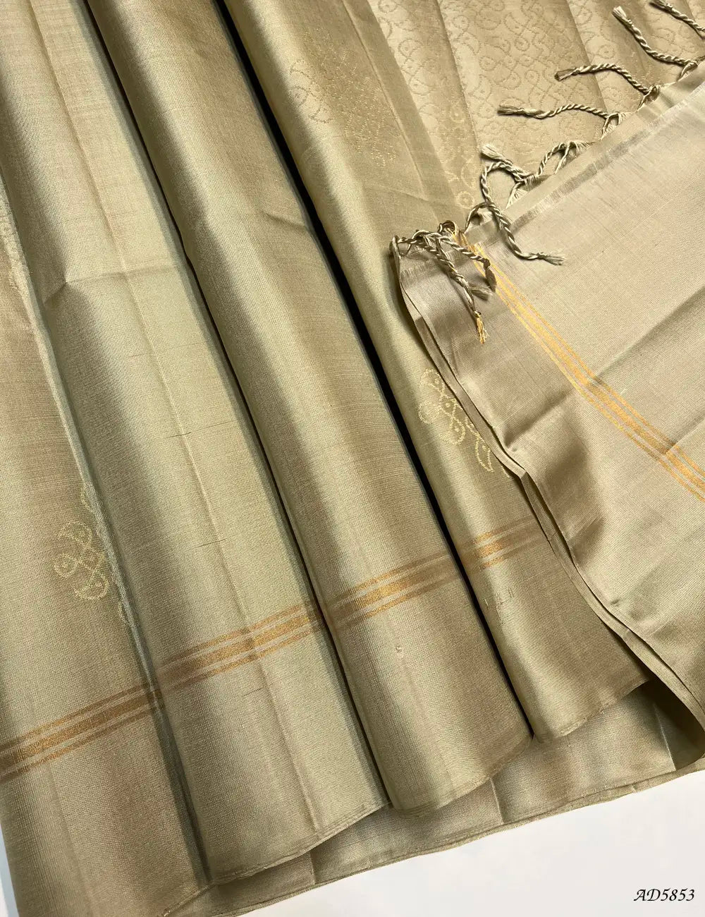 Beige - Kolam Soft Silk Saree Pallu View