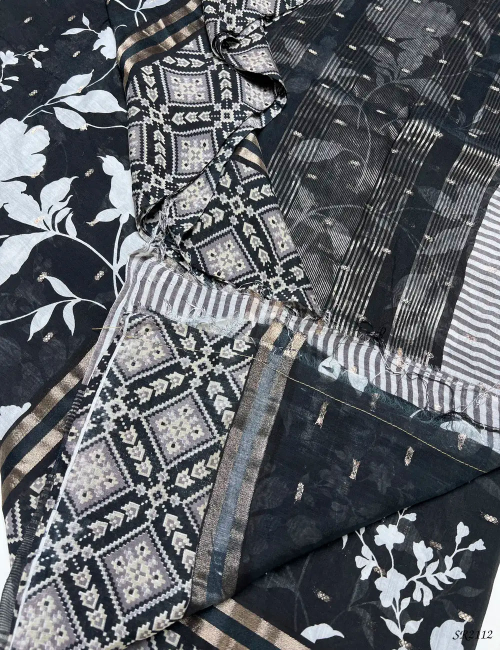 Black - Assam Silk Saree -