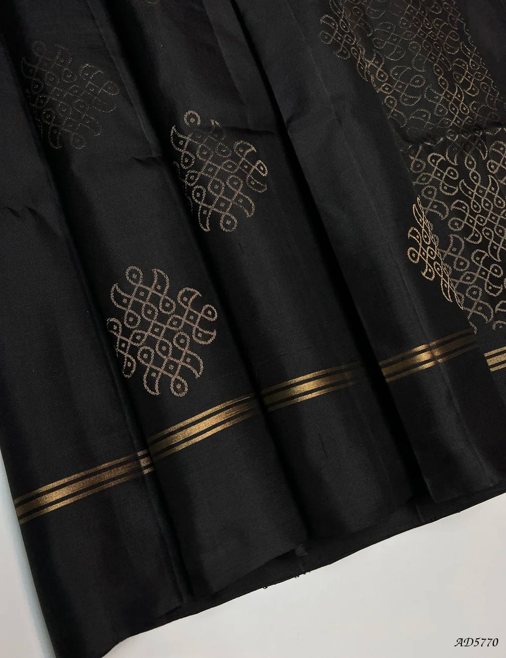 Black - Kolam Soft Silk Saree Front View