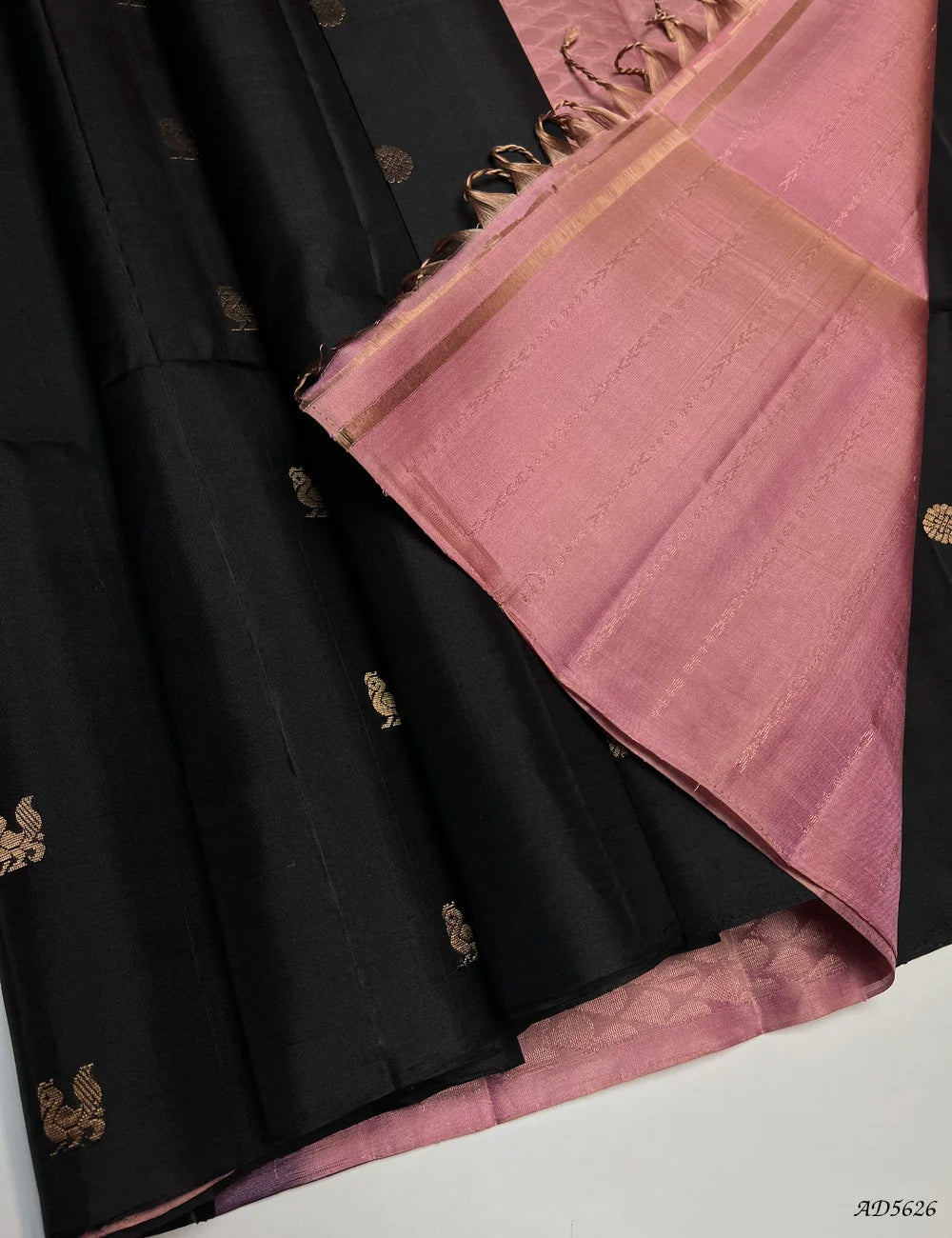 Black & Pink - Soft Silk Saree Pallu View