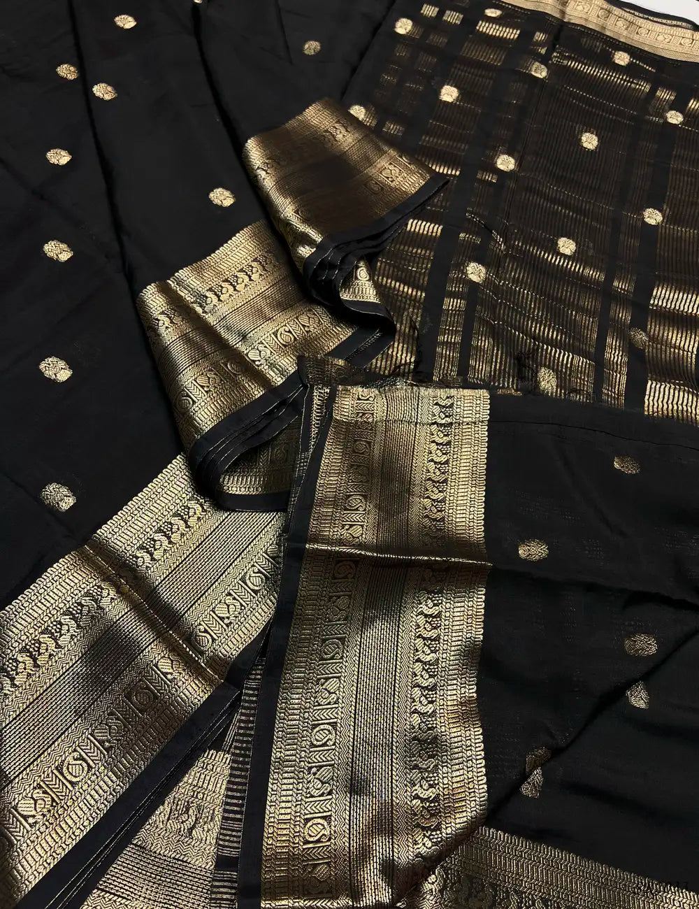 Black - Viscose Saree -