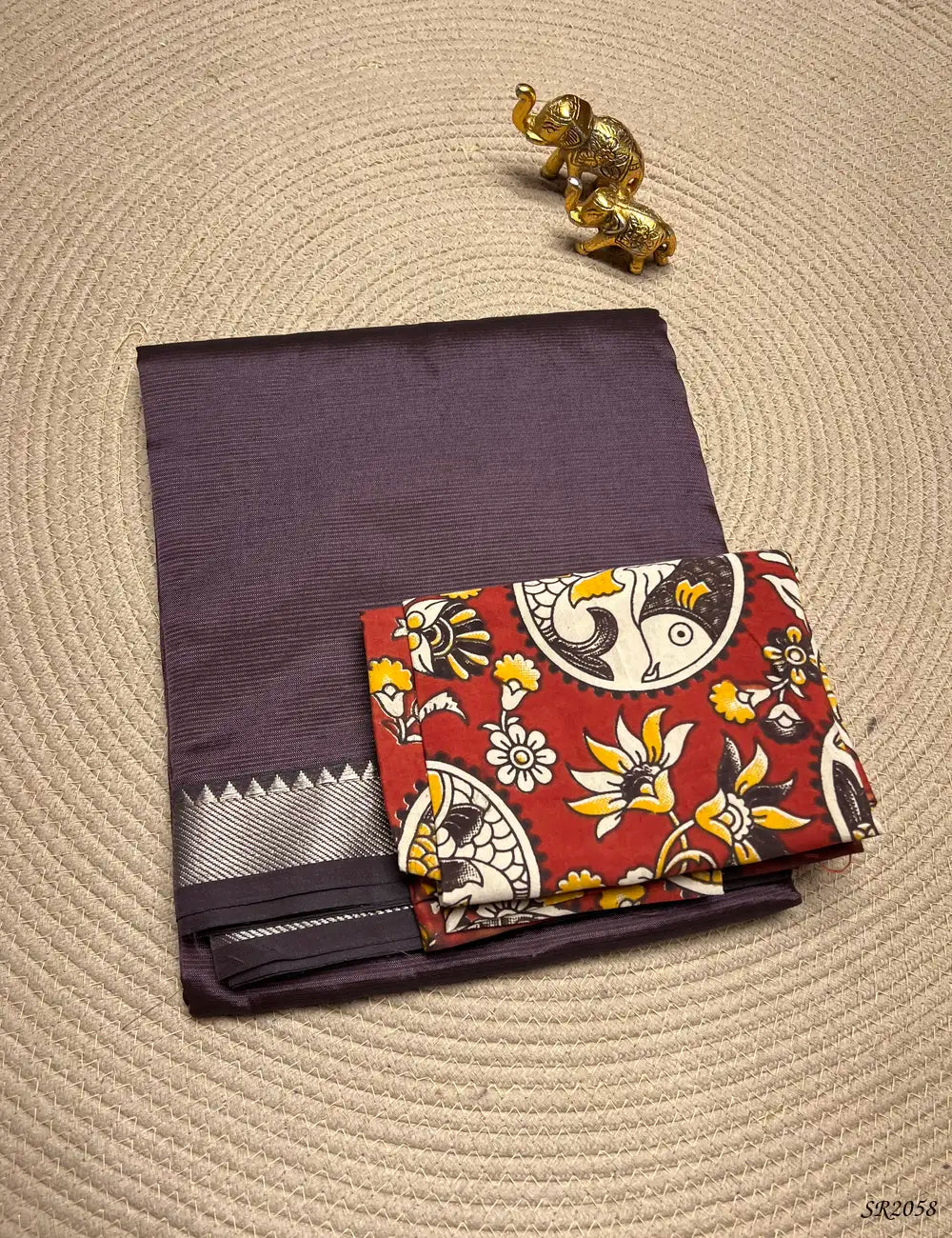 Charred Chocolate - Mangalagiri Silk Cotton Front View