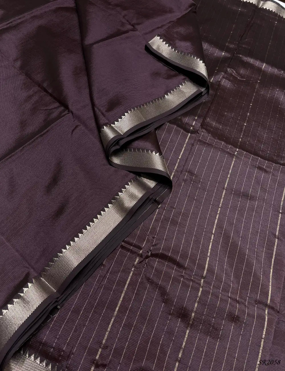 Charred Chocolate - Mangalagiri Silk Cotton Pallu View