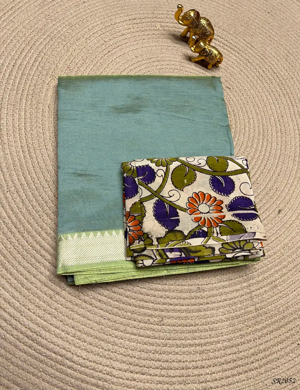 Chinoise Green - Mangalagiri Silk Cotton Front View