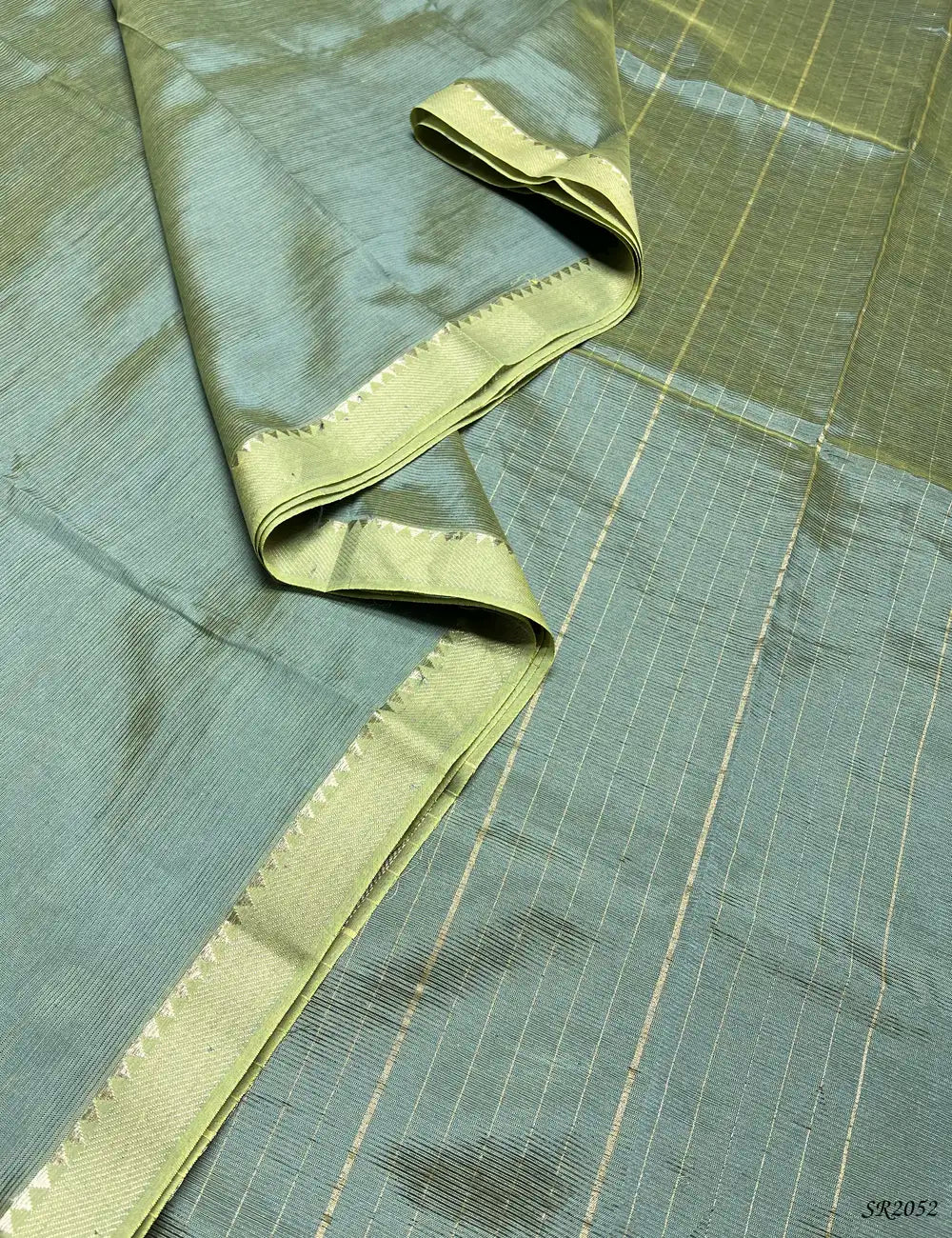 Chinoise Green - Mangalagiri Silk Cotton Pallu View