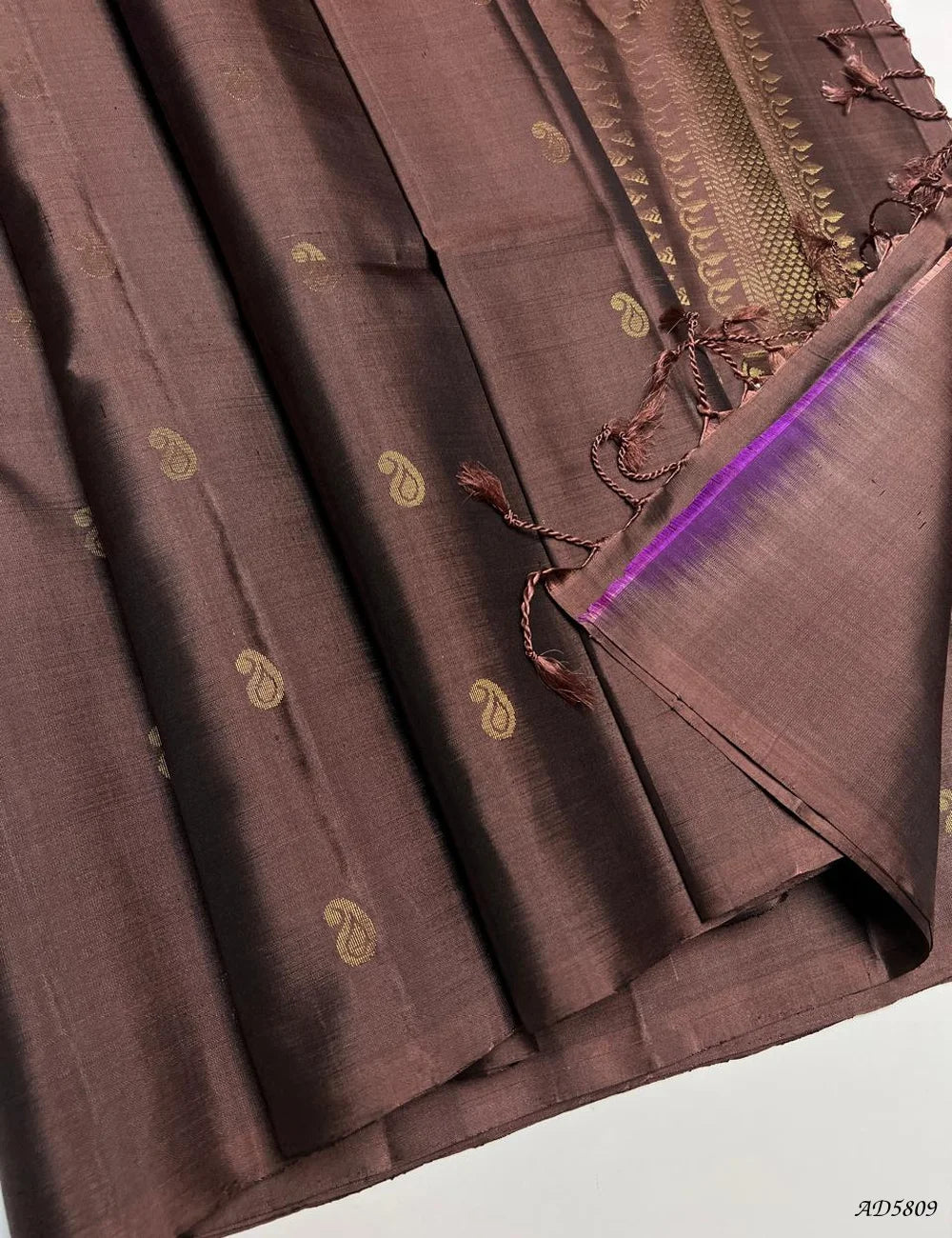 Coco Brown - Soft Silk Saree Pallu View