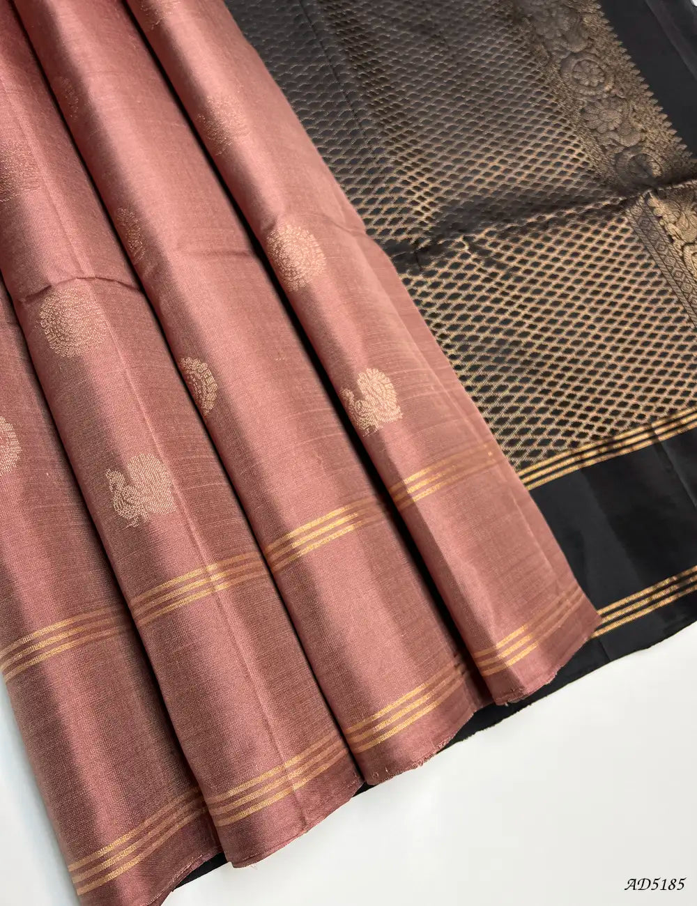 Cocoa & Black - Soft Silk Saree Front View
