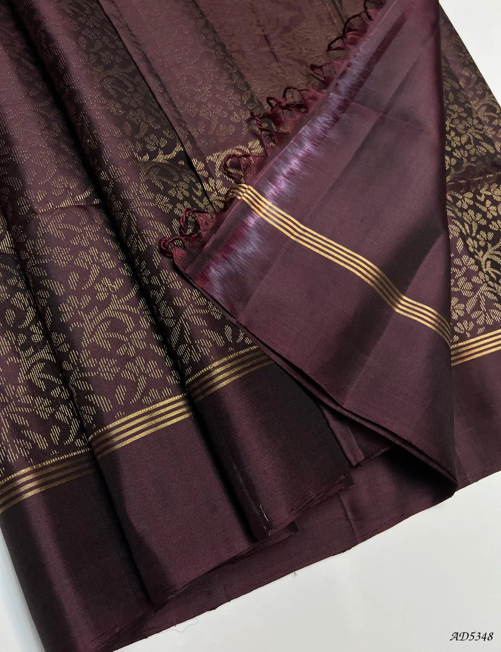 Coffee Brown - Soft Silk Bridal Saree Pallu View