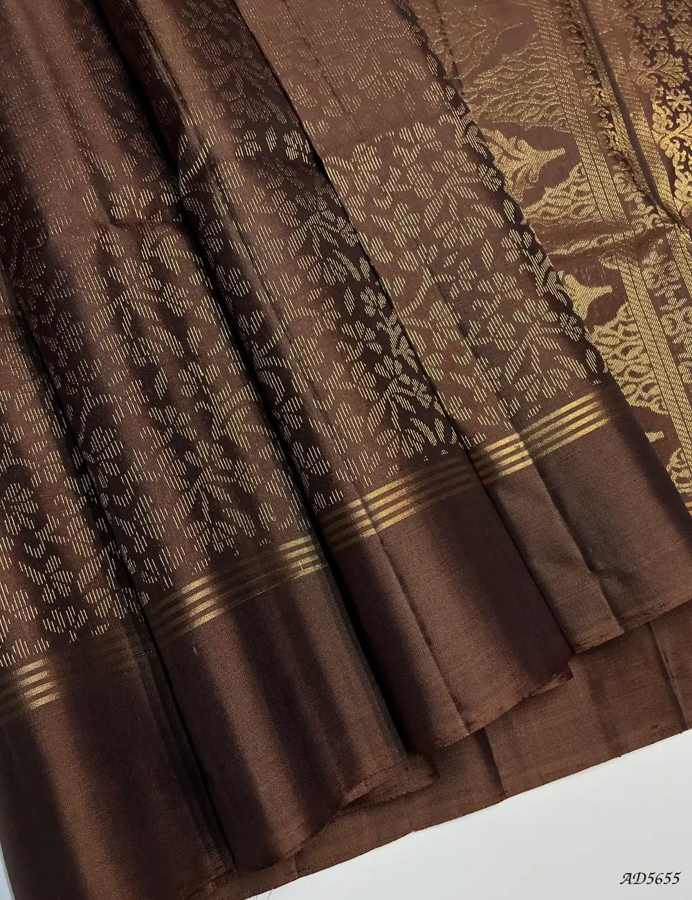 Coffee Brown - Soft Silk Bridal Saree Front View