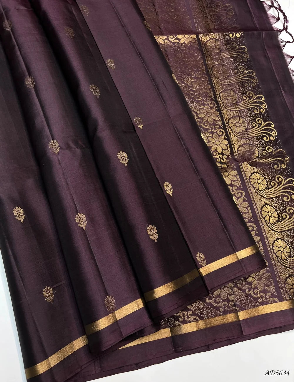Coffee Brown - Soft Silk Saree Front View
