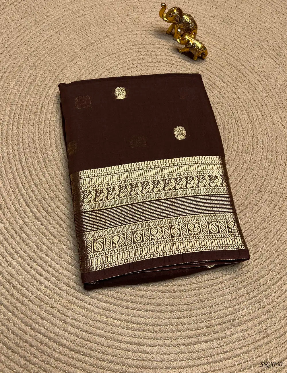 Coffee Brown - Viscose Saree Front View