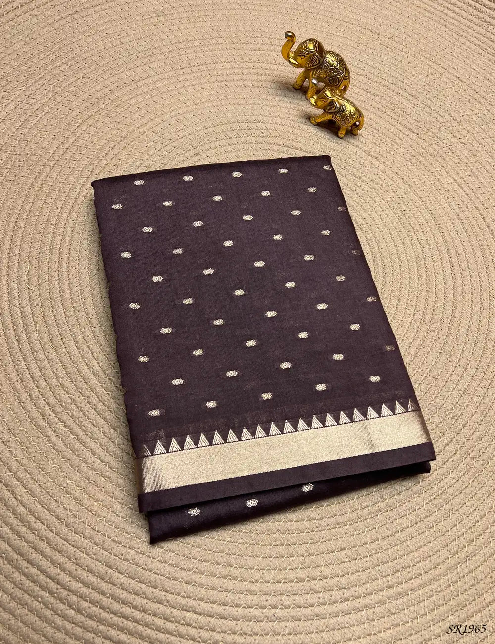 Cofffee Brown - Mysore Crepe Saree Front View