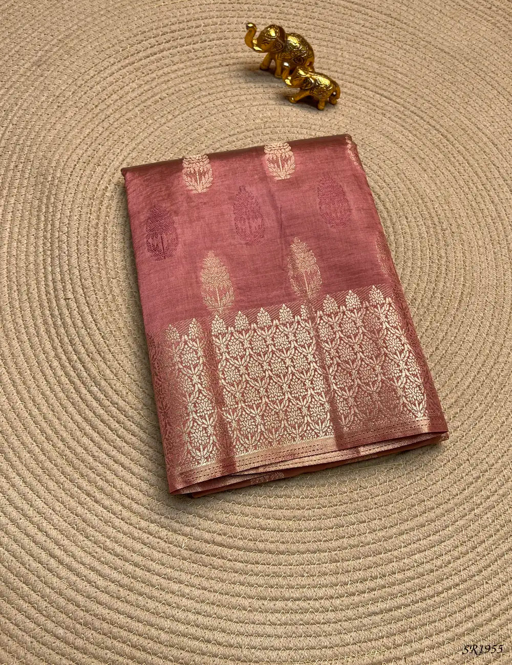 Coral Pink - Semi Tussar Saree Front View