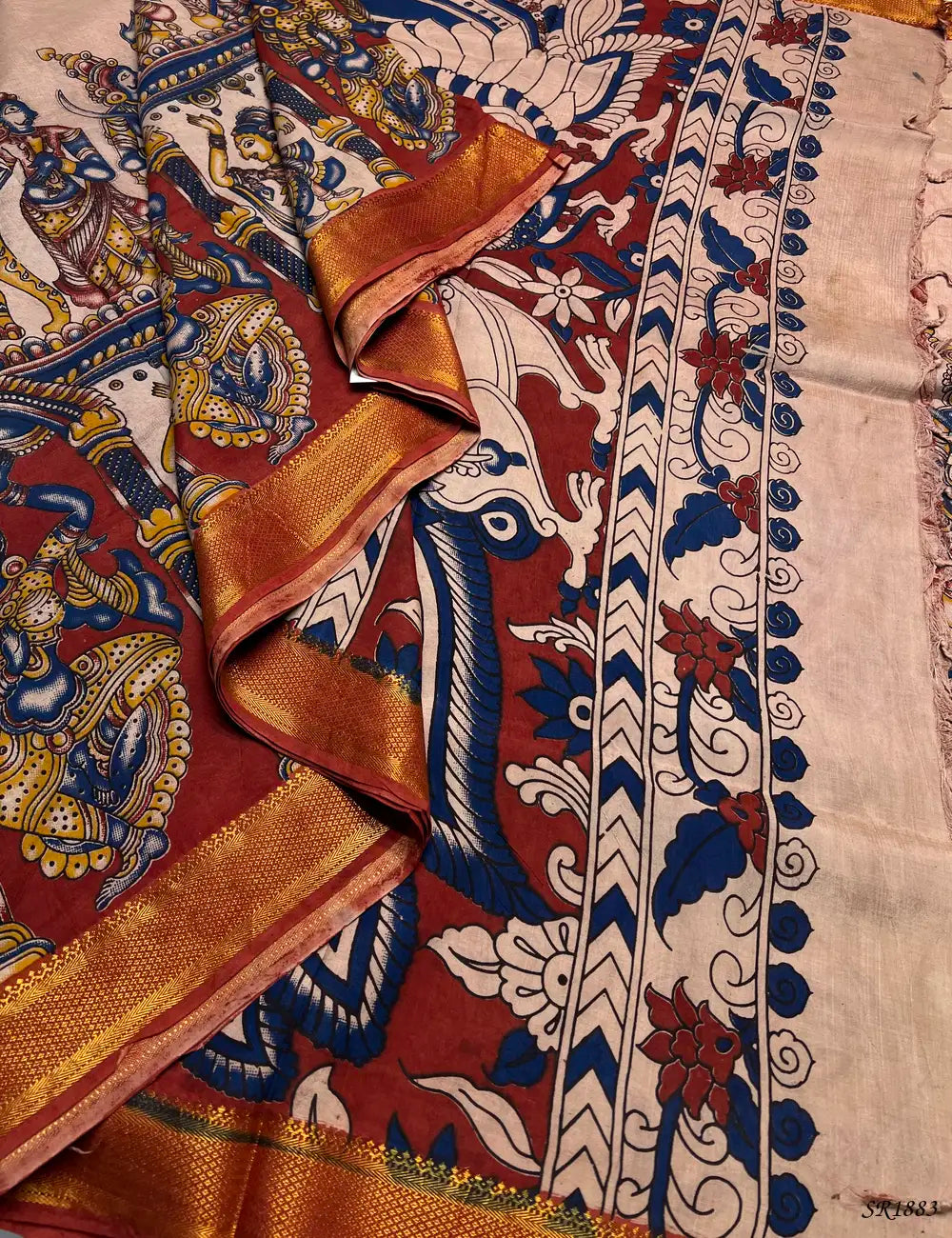 Cream - Chennuri Silk Saree Front View