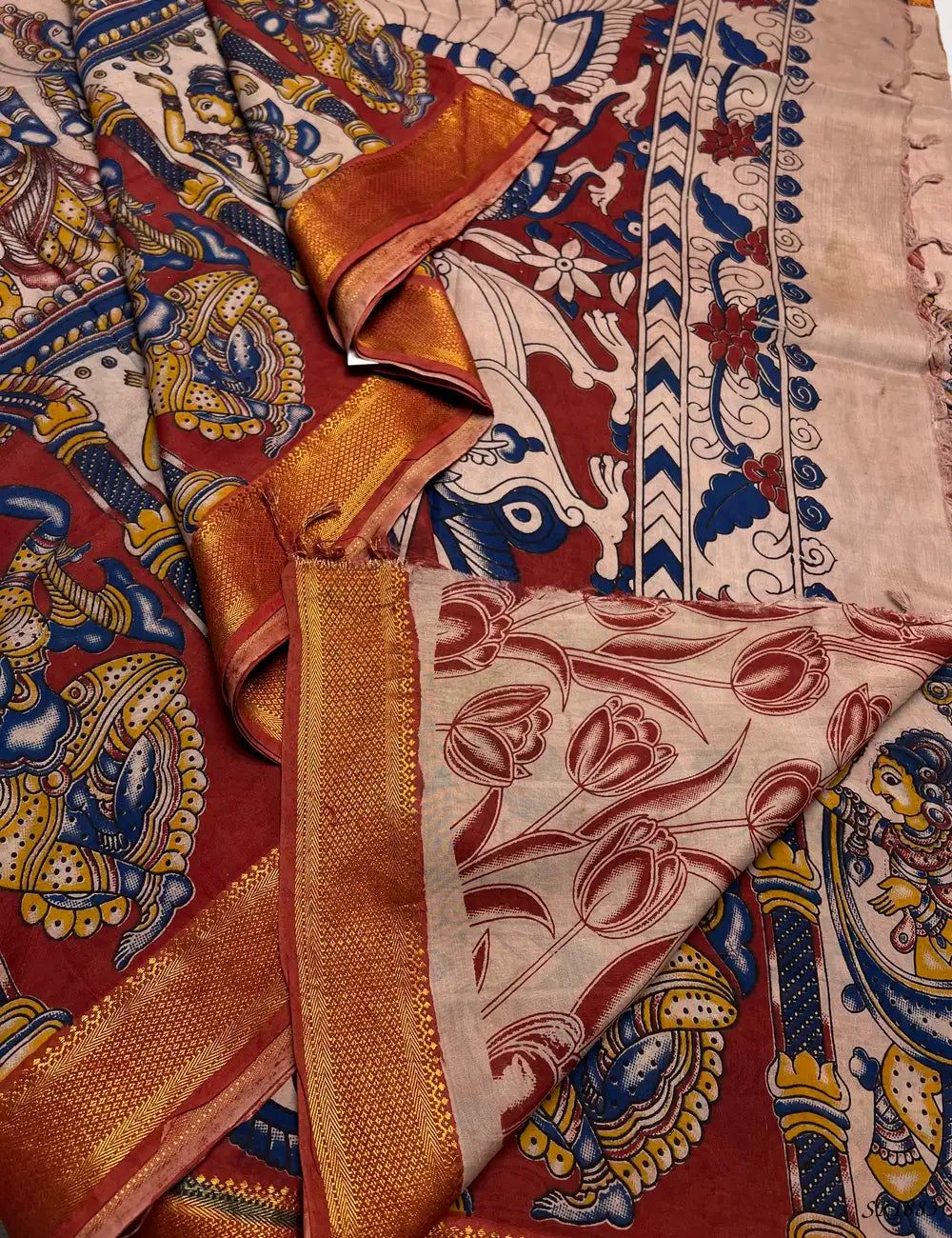 Cream - Chennuri Silk Saree Pallu View