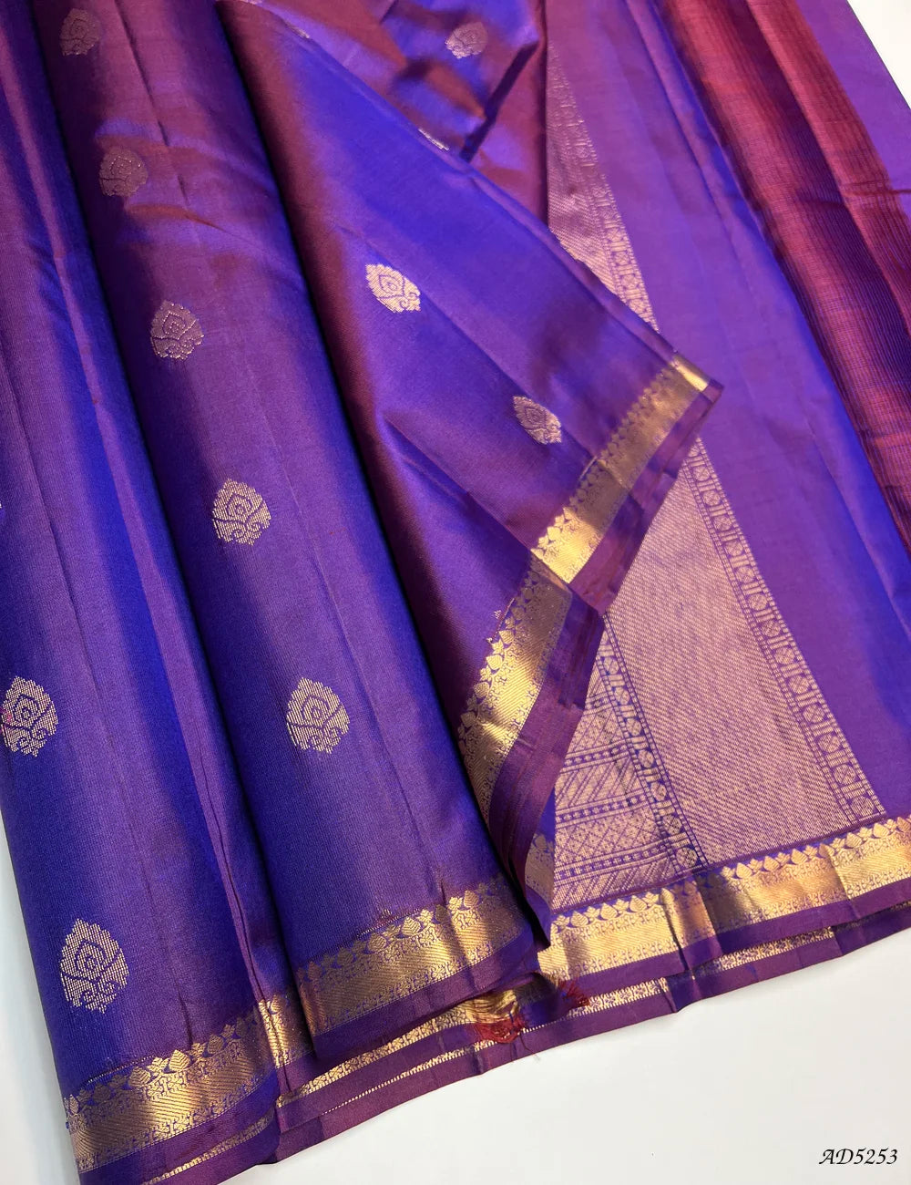 Dual Tone Purple - Kanchi Border Soft Silk Saree Front View