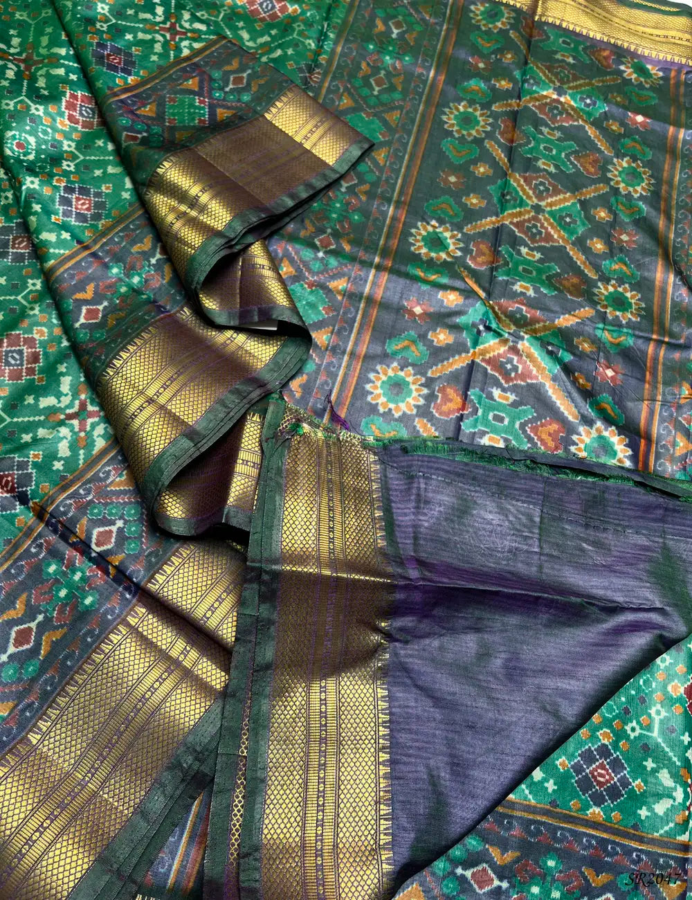 Emeraled Green - Semi Patola Saree -
