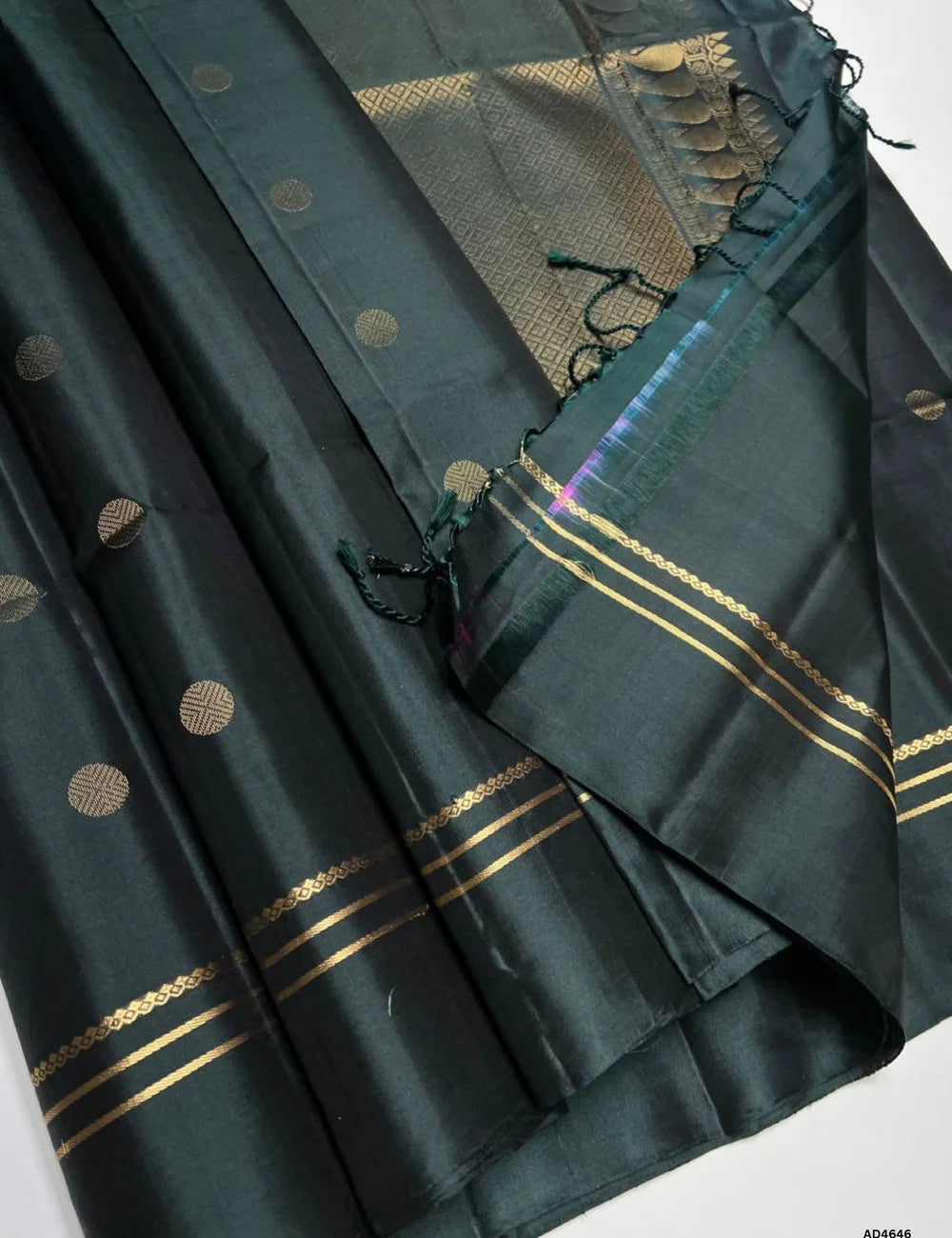 Dark Green - Kanchi Border Soft Silk Saree
