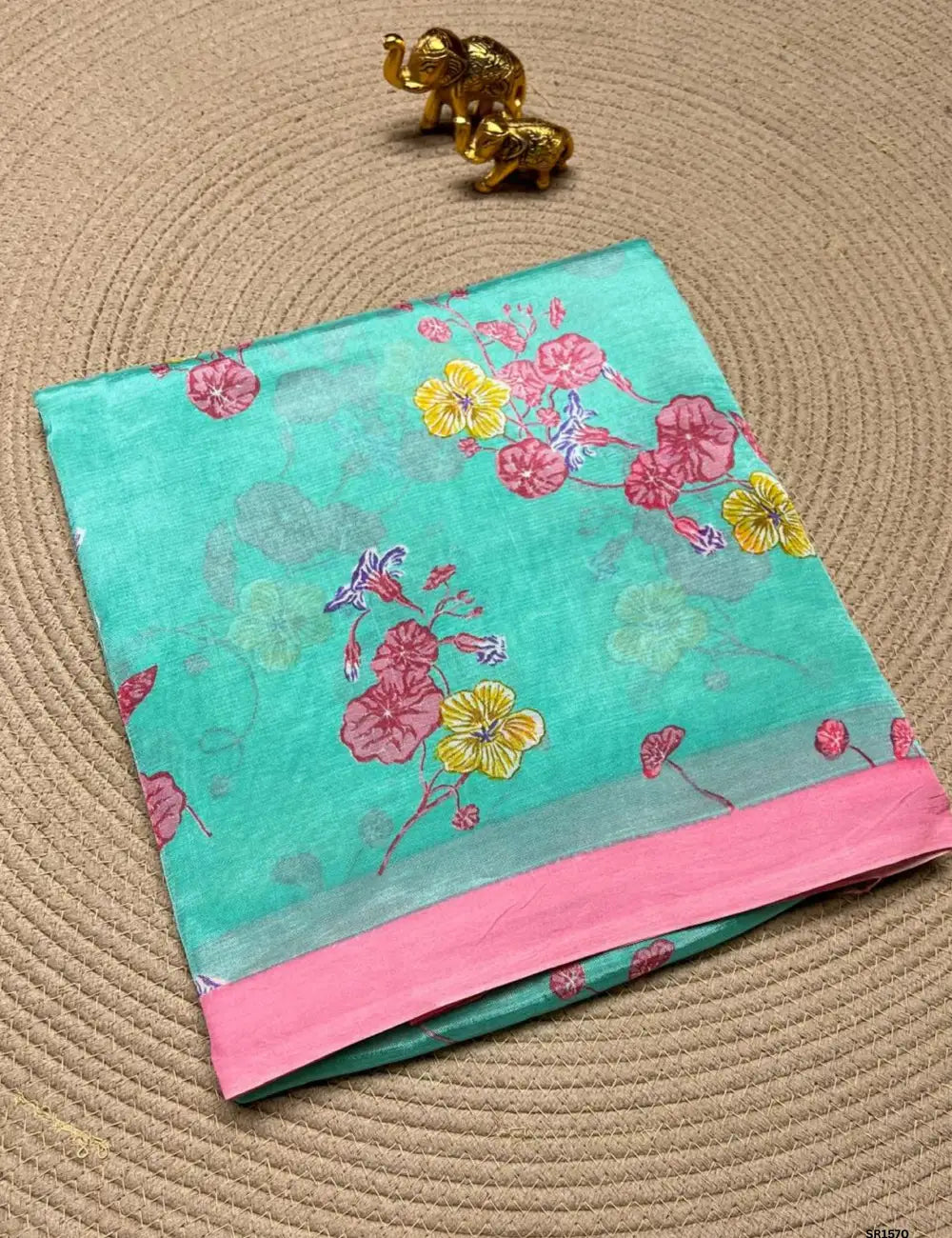 Turquoise - Mangalagiri Silk Saree