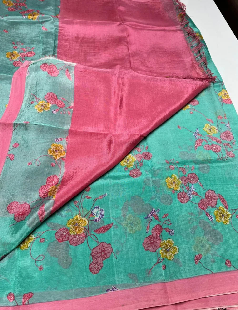Turquoise - Mangalagiri Silk Saree