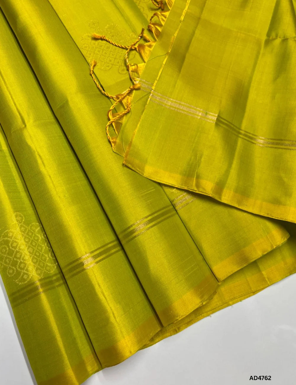 Lime Yellow - Kolam Soft Silk Saree