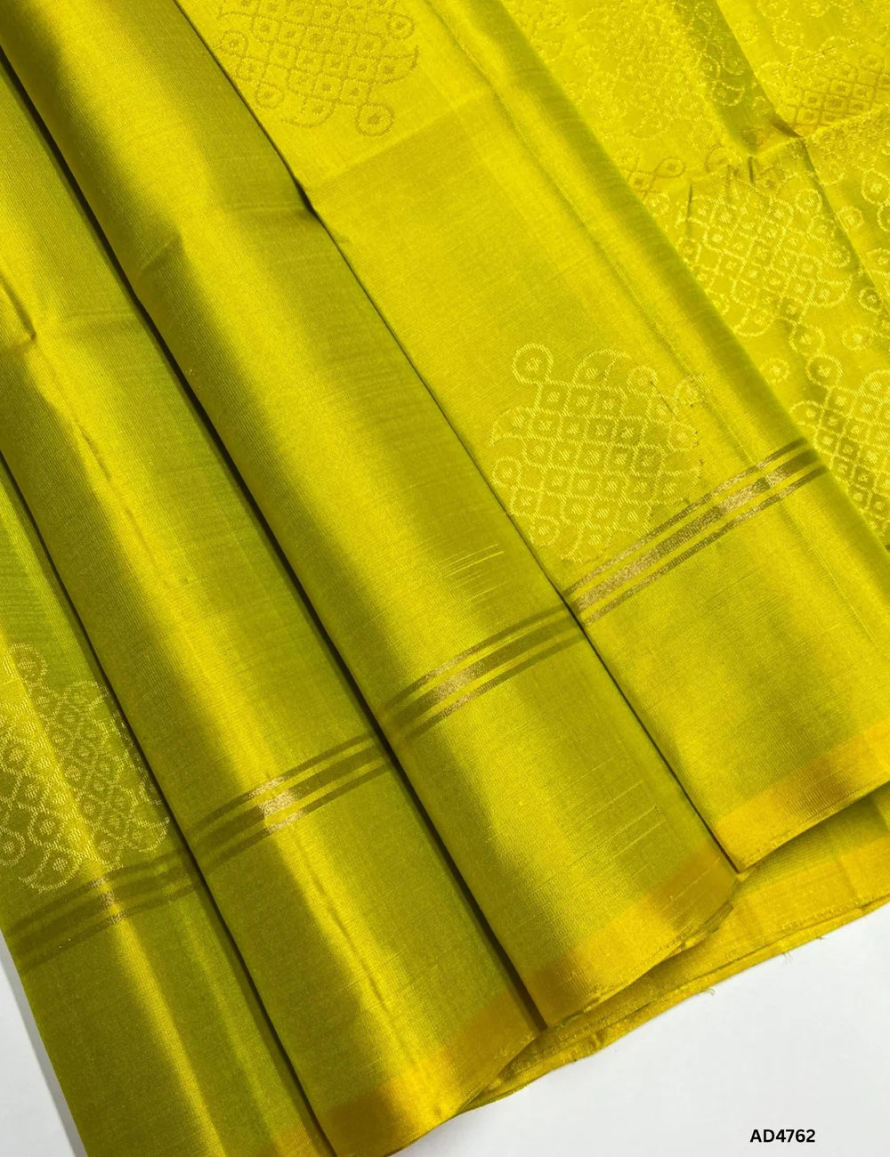 Lime Yellow - Kolam Soft Silk Saree