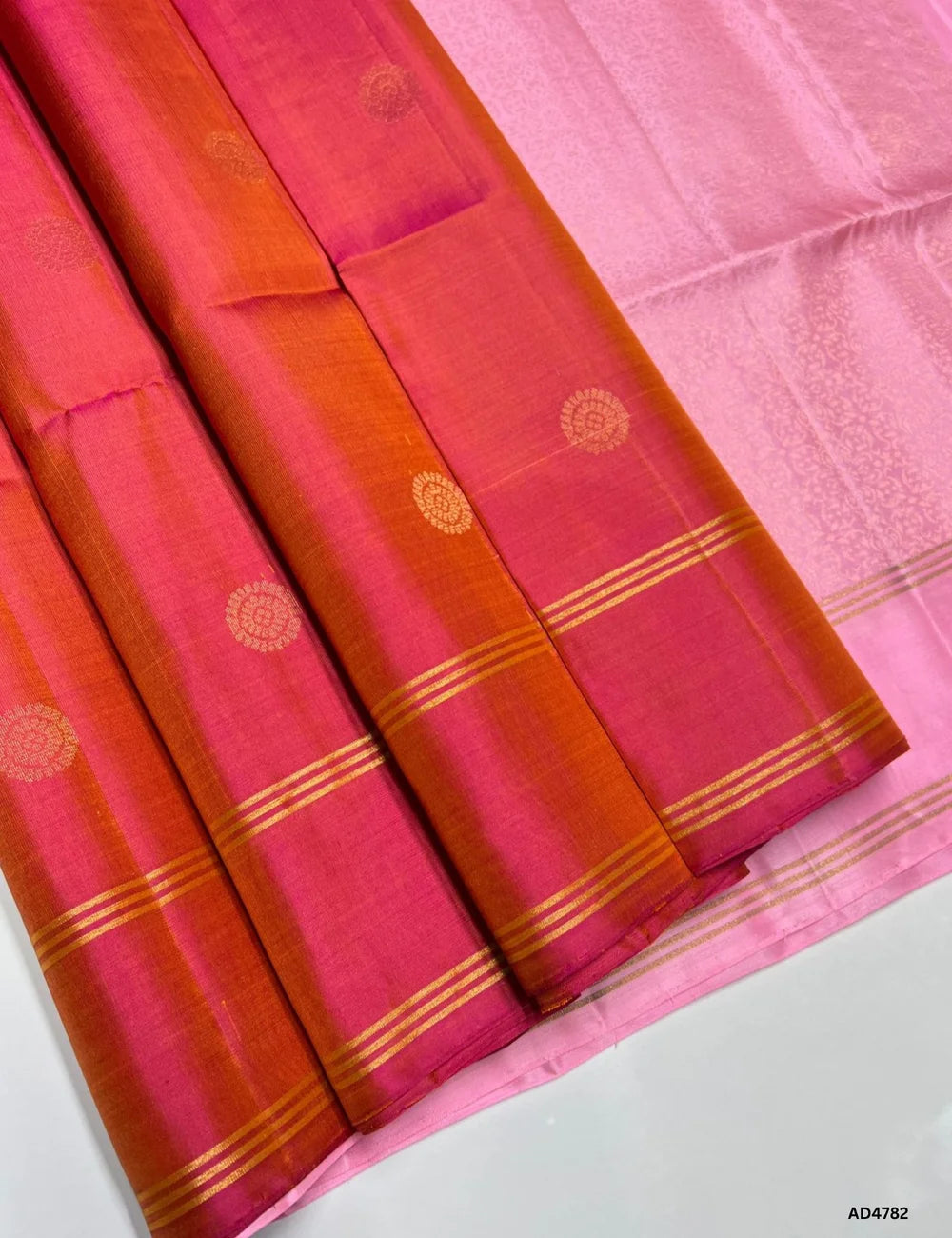 Orange & Pink - Soft Silk Saree