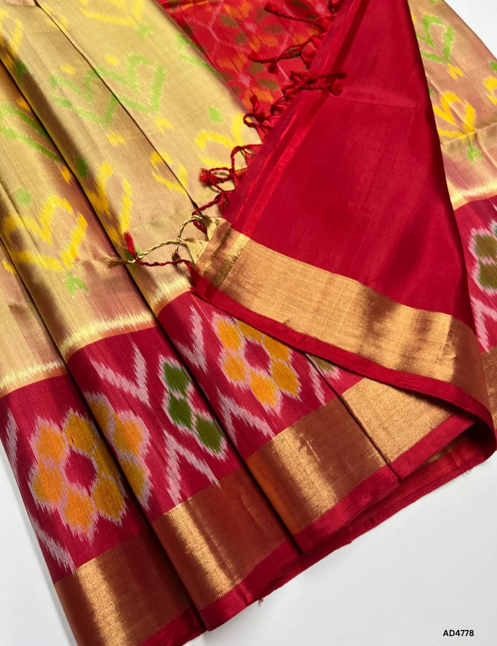 Gold & Red - Pochampally Soft Silk Saree