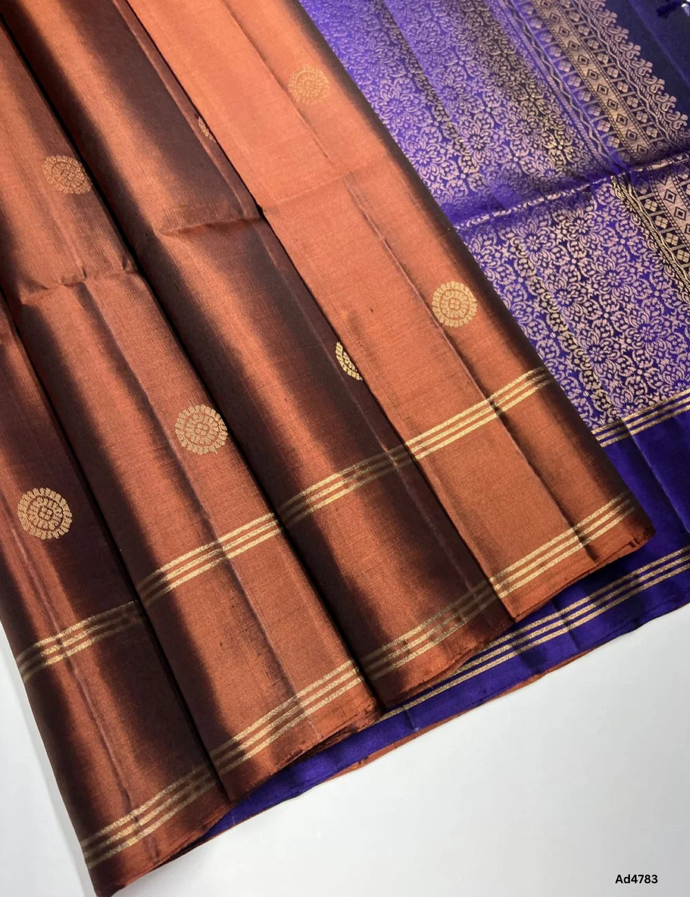 Saddle Brown & Purple - Soft Silk Saree