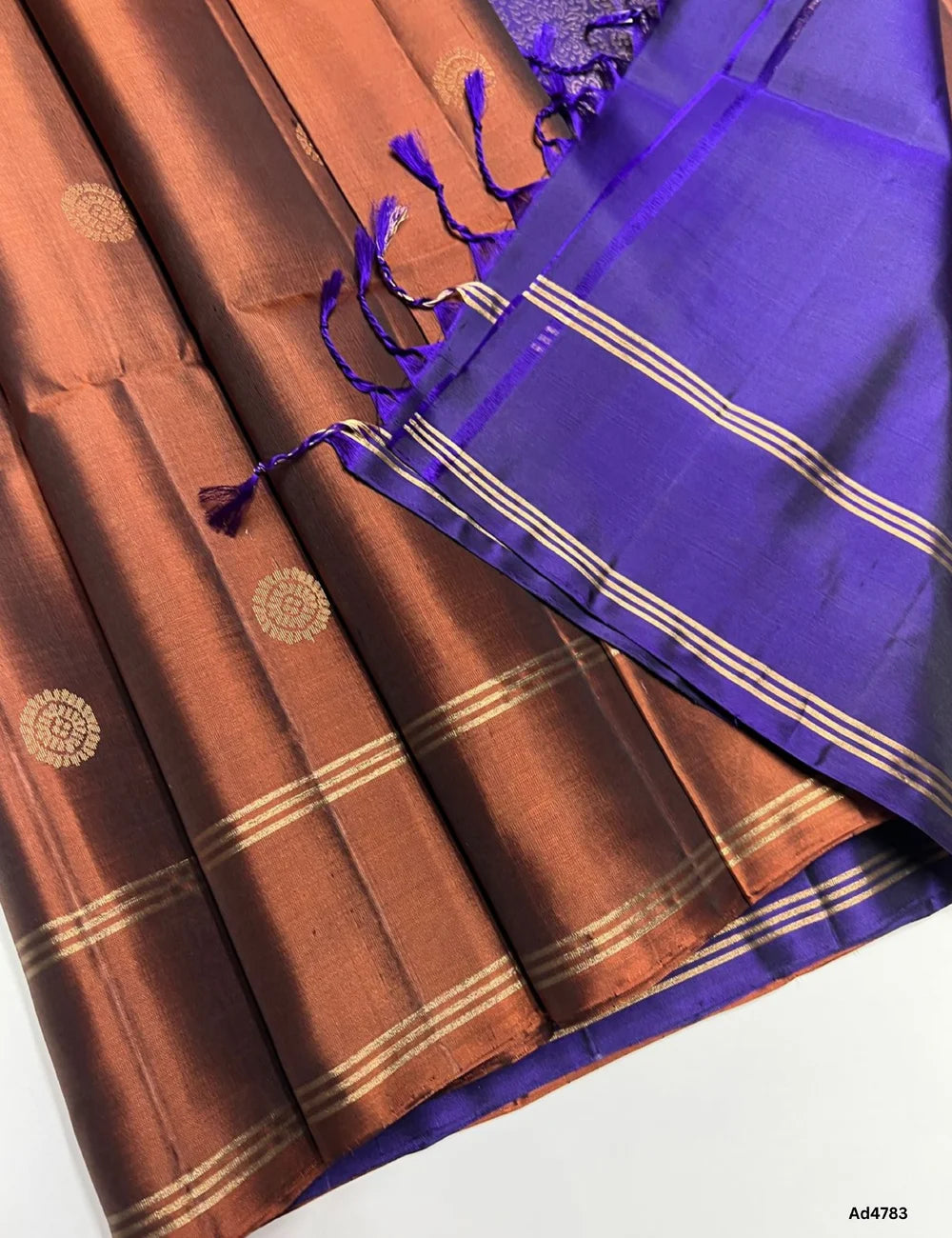 Saddle Brown & Purple - Soft Silk Saree