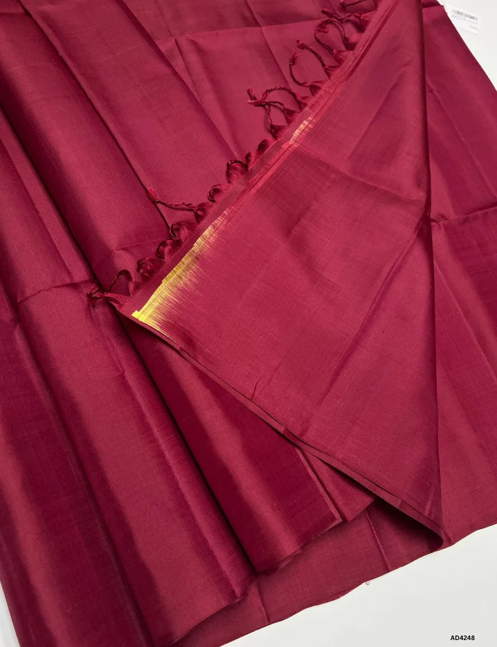 Maroon - Plain Soft Silk Saree