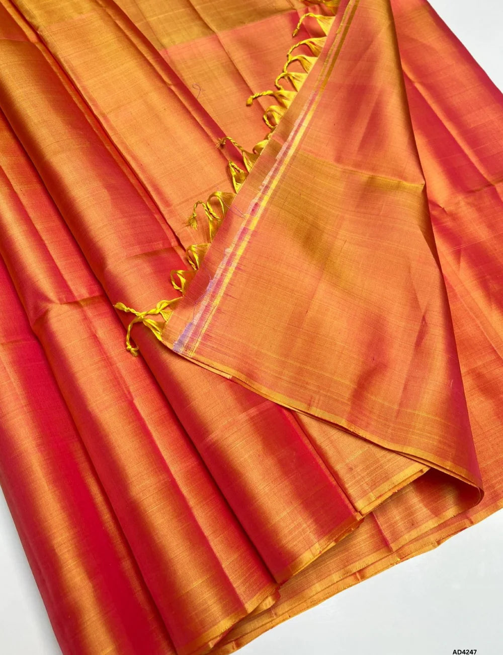 Pumpkin Orange - Plain Soft Silk Saree