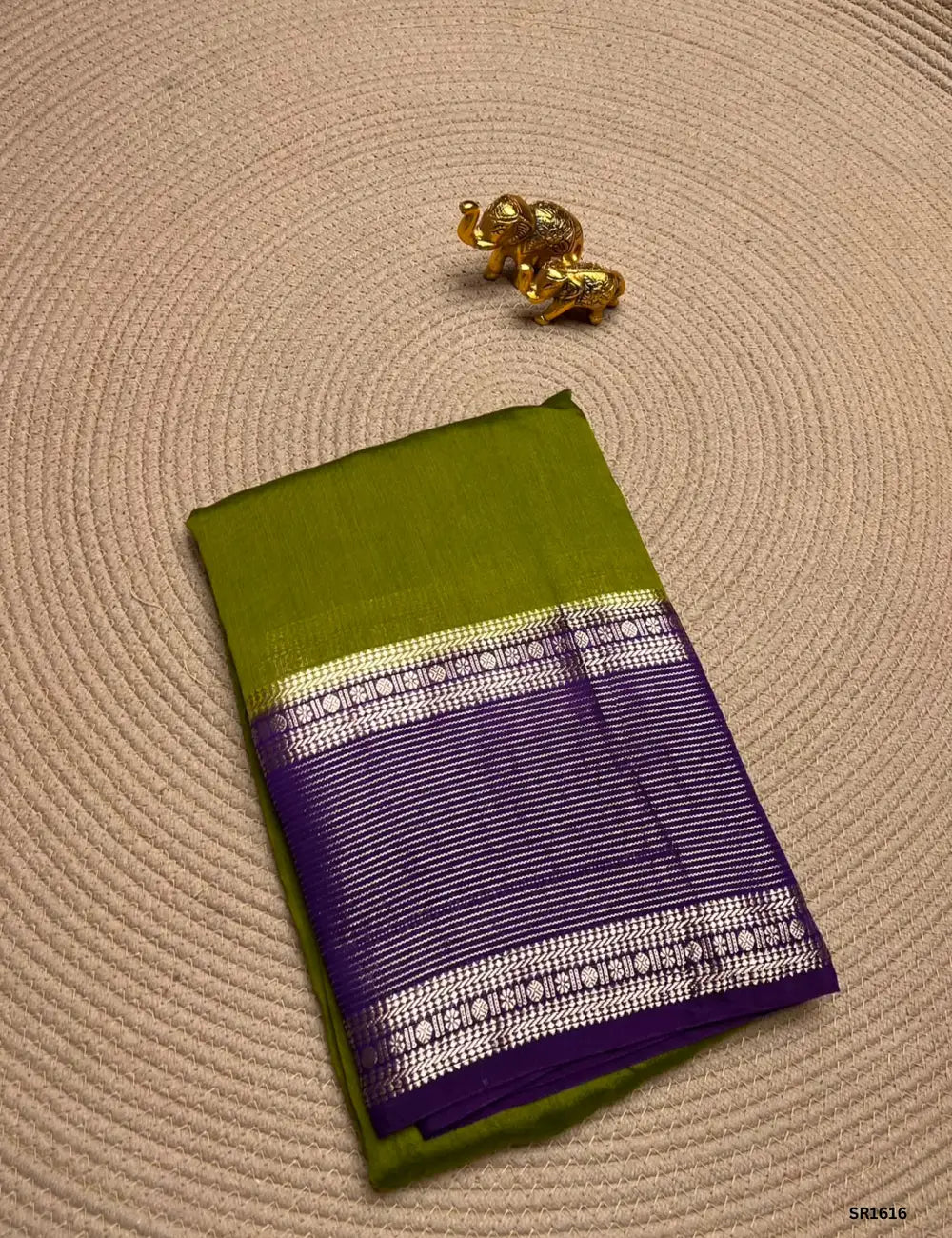Lime Green & Purple - Binny Silk Saree