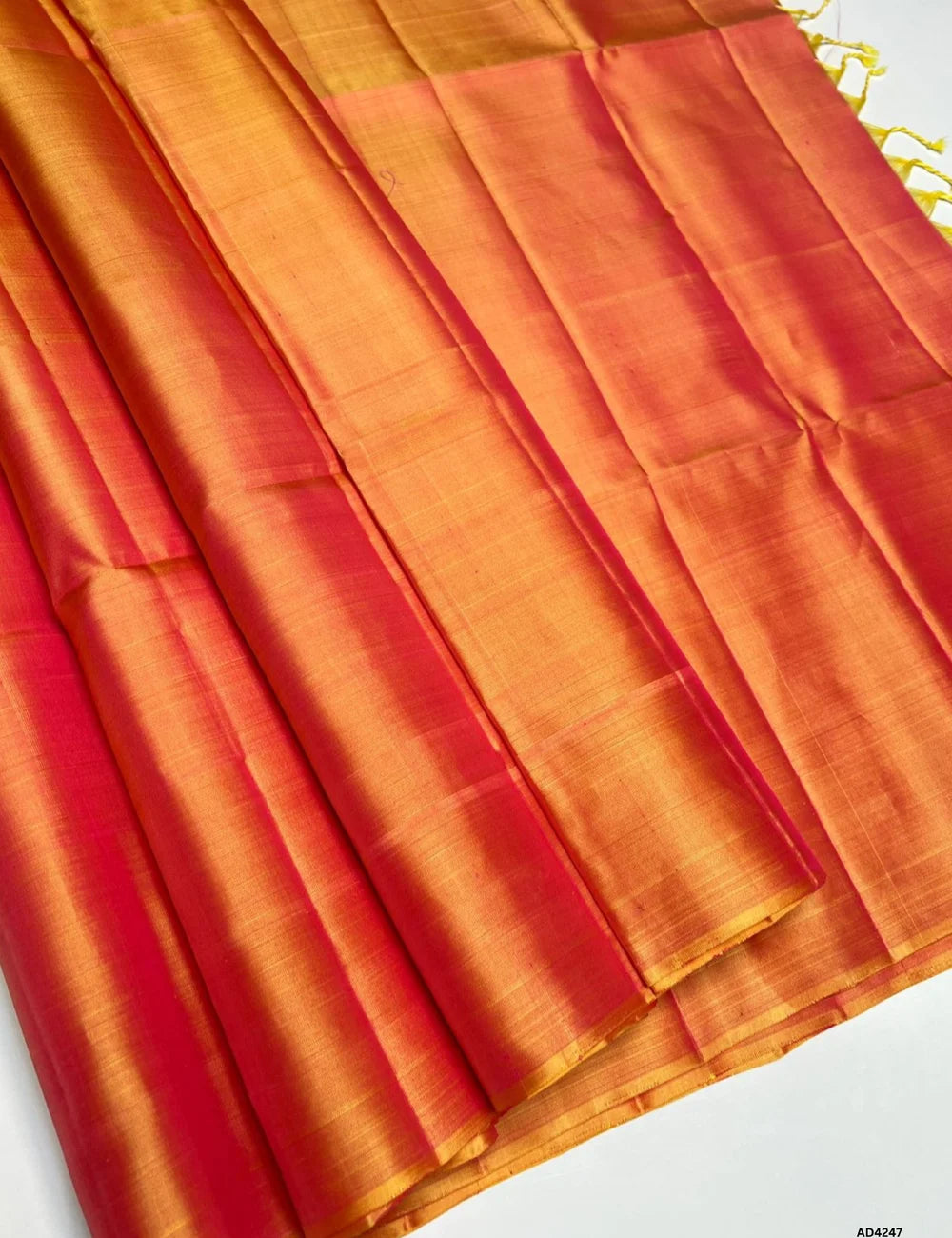 Pumpkin Orange - Plain Soft Silk Saree