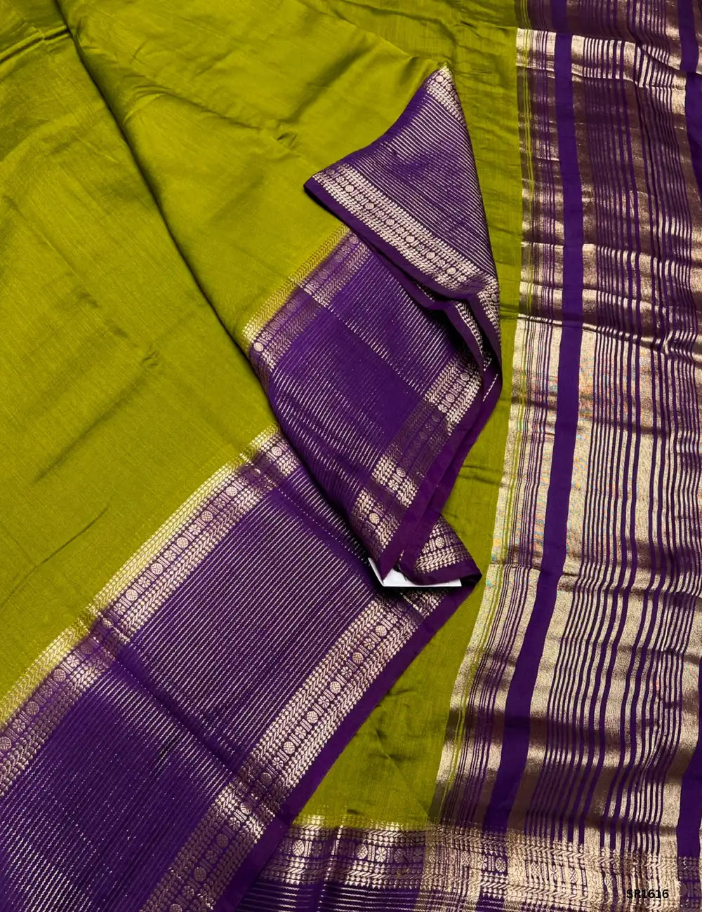 Lime Green & Purple - Binny Silk Saree