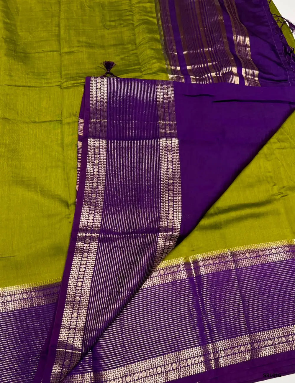 Lime Green & Purple - Binny Silk Saree