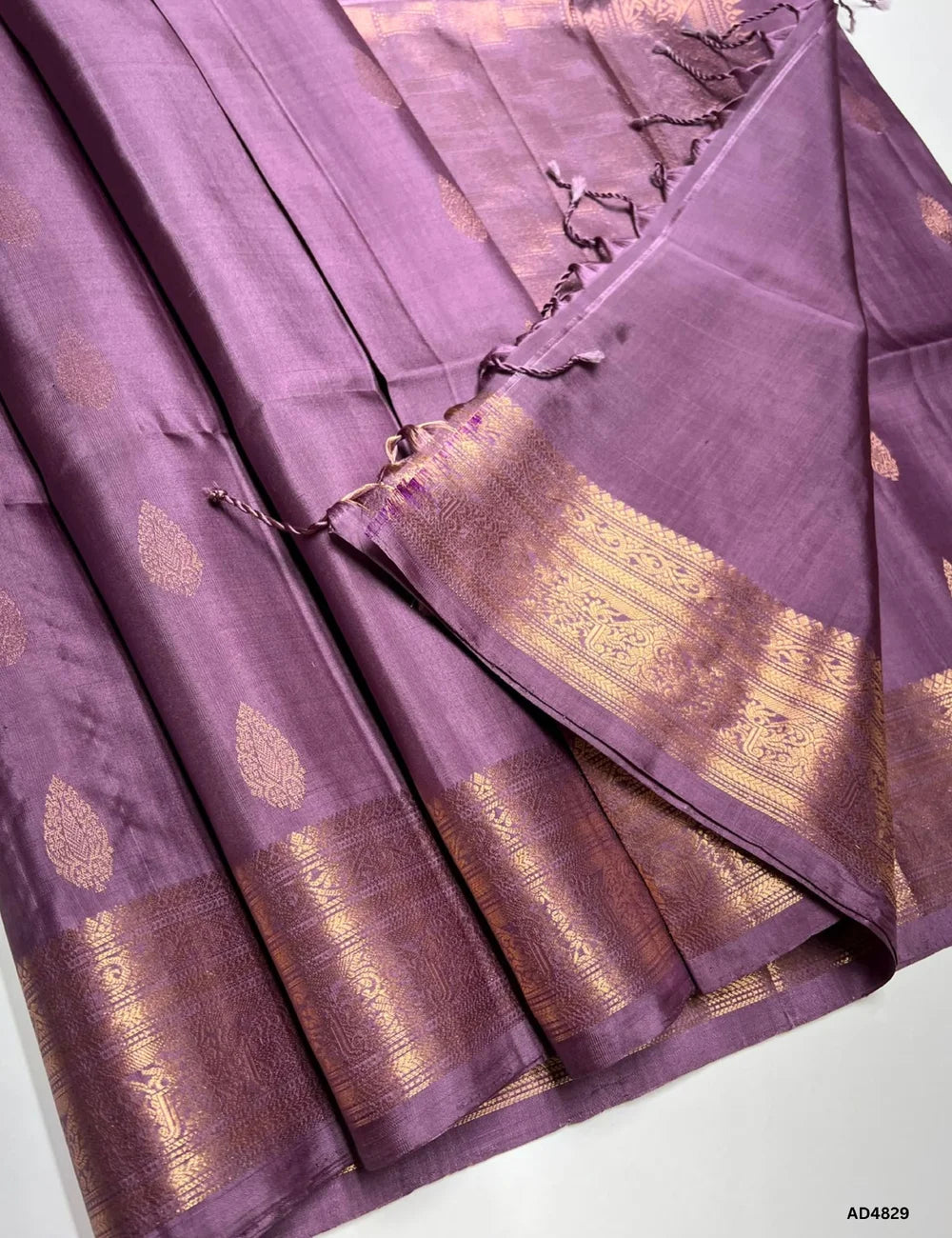 Dark Lilac - Kanchi Border Soft Silk Saree