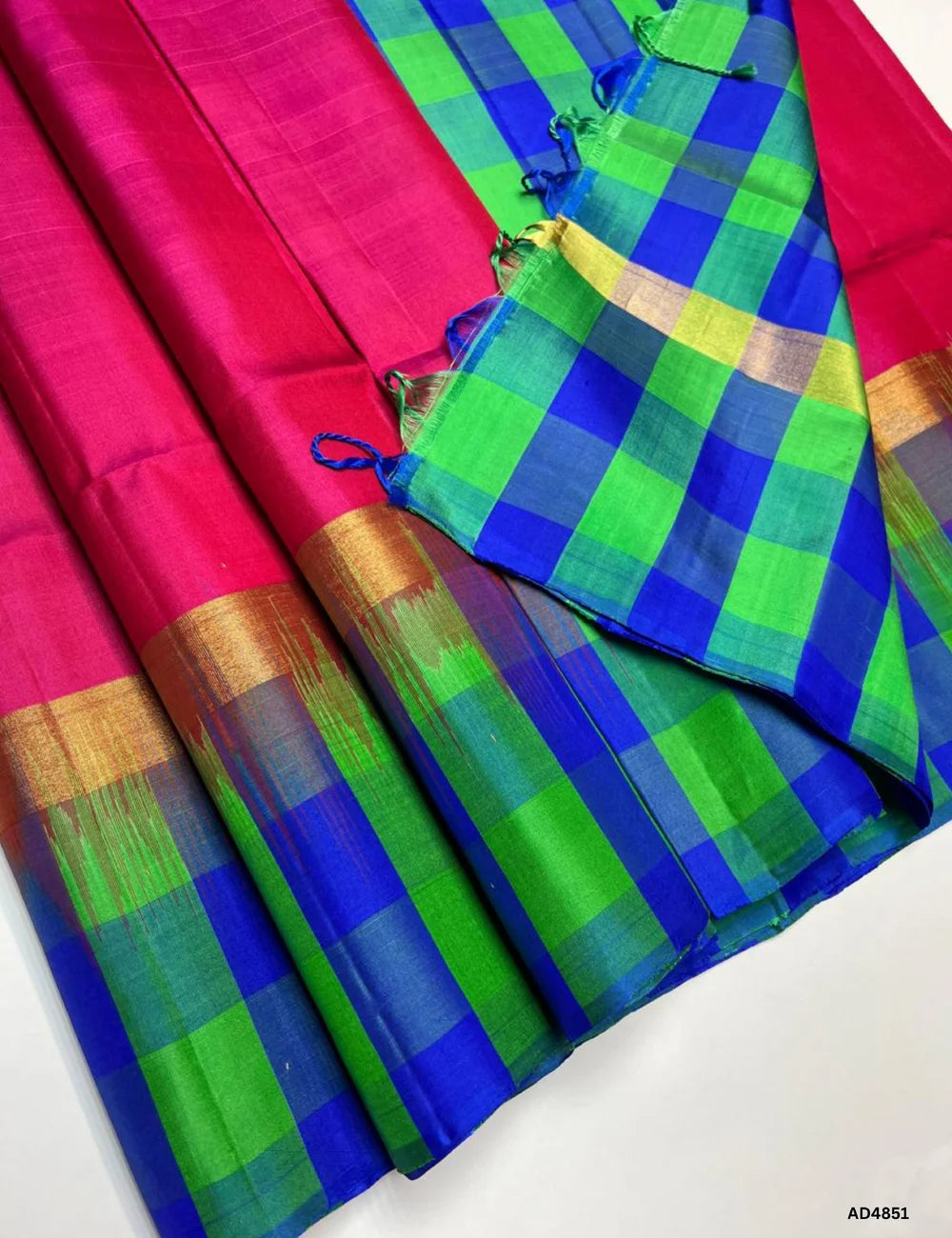 Rani Pink , Blue & Green - Pazhum Pazhamum Soft Silk Saree