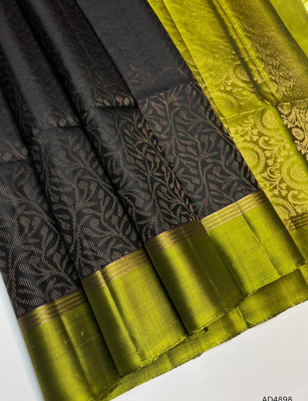 Black & Olive Green - Soft Silk Bridal