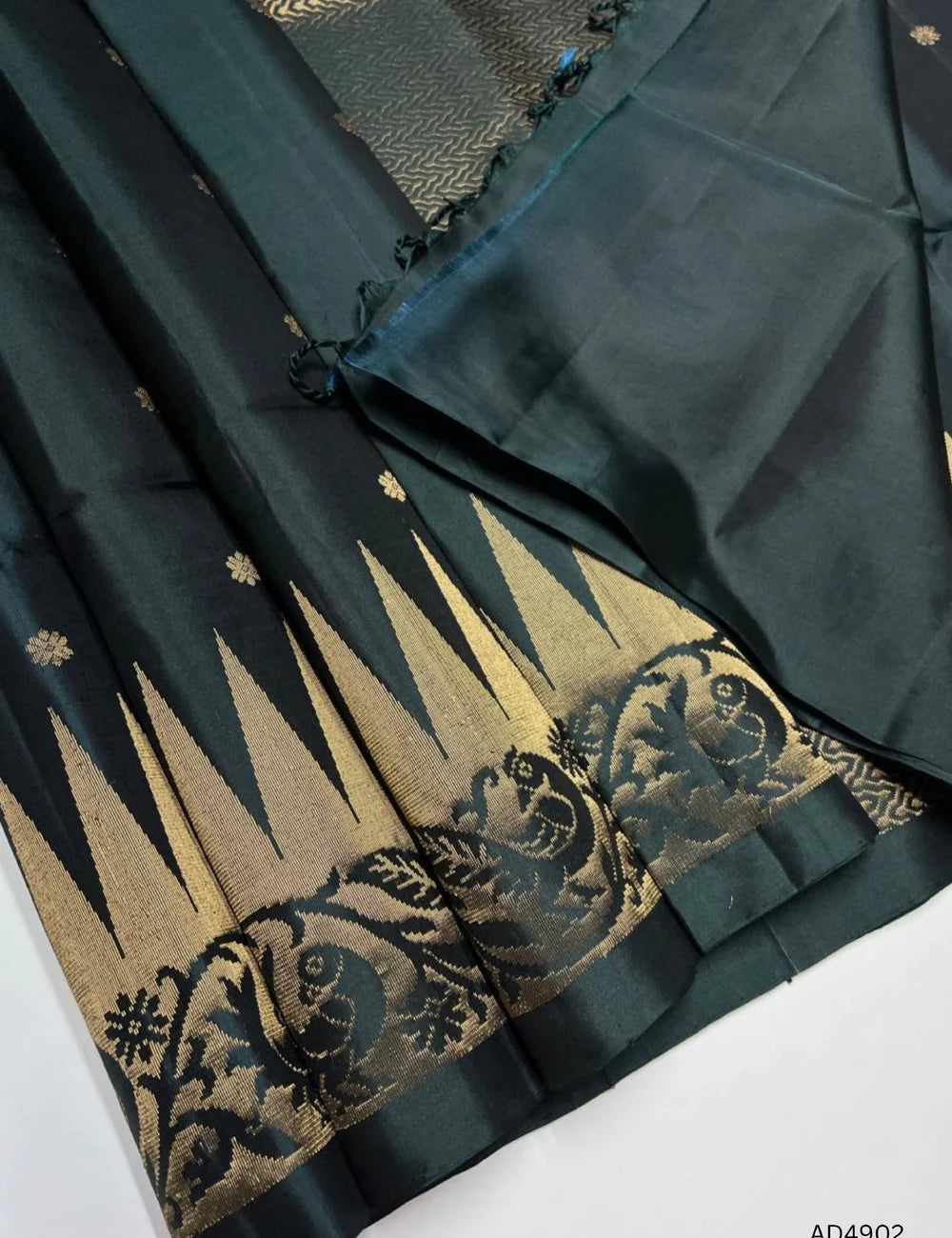 Dark Green - One Side Fancy Border Soft Silk Saree