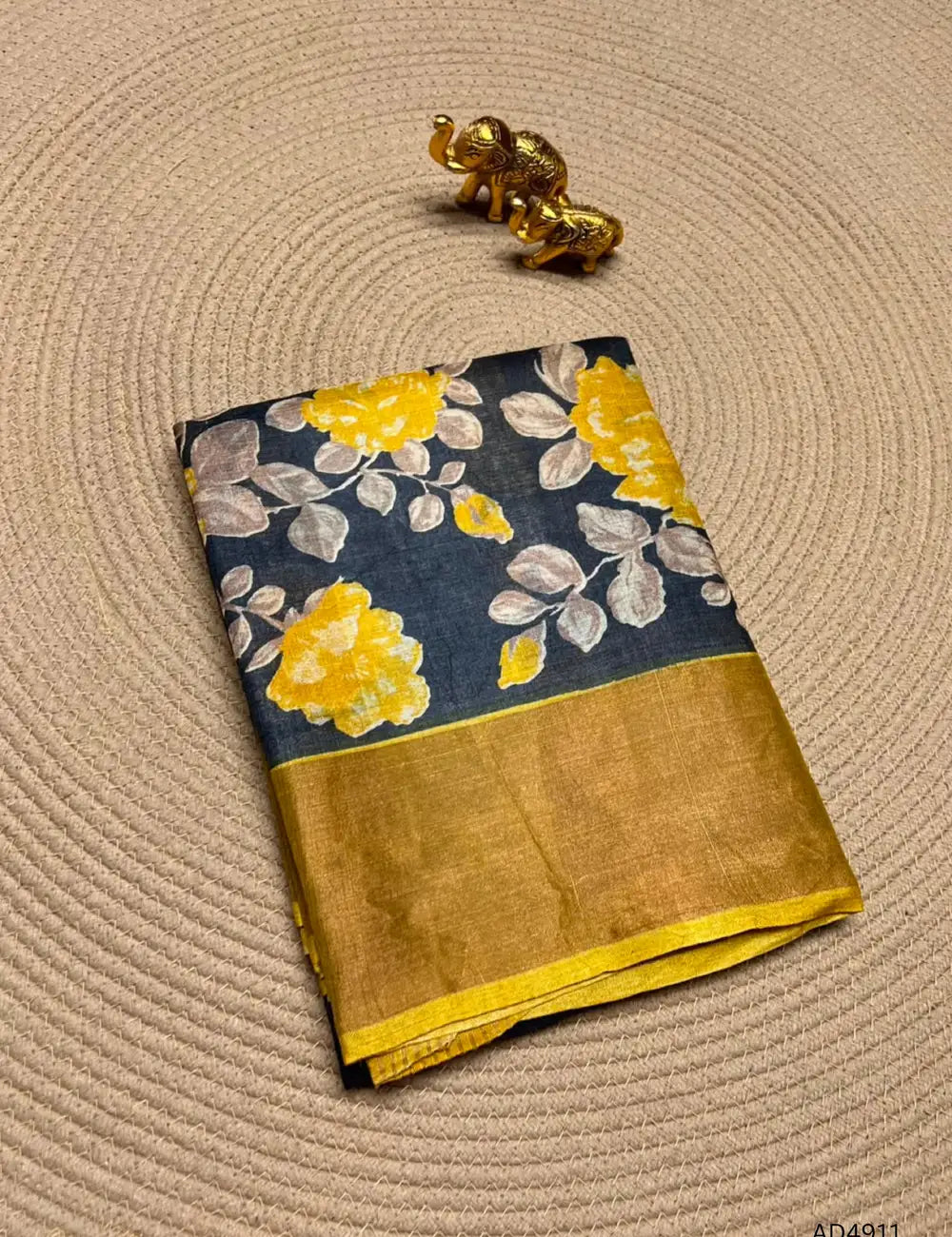 Black & Yellow - Pure Desi Tussar Saree