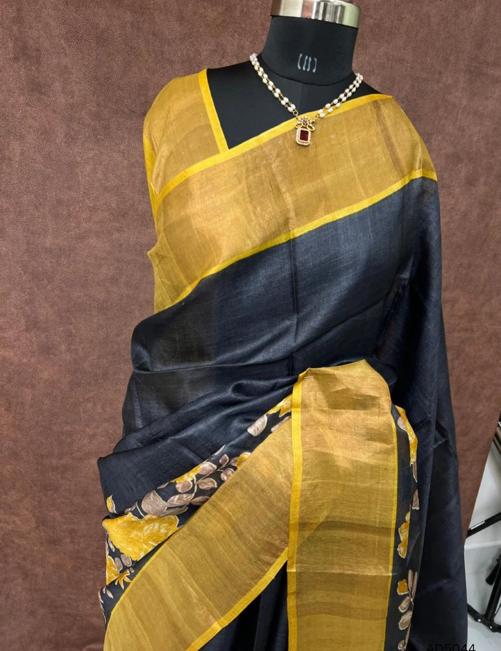Black & Yellow - Pure Desi Tussar Saree
