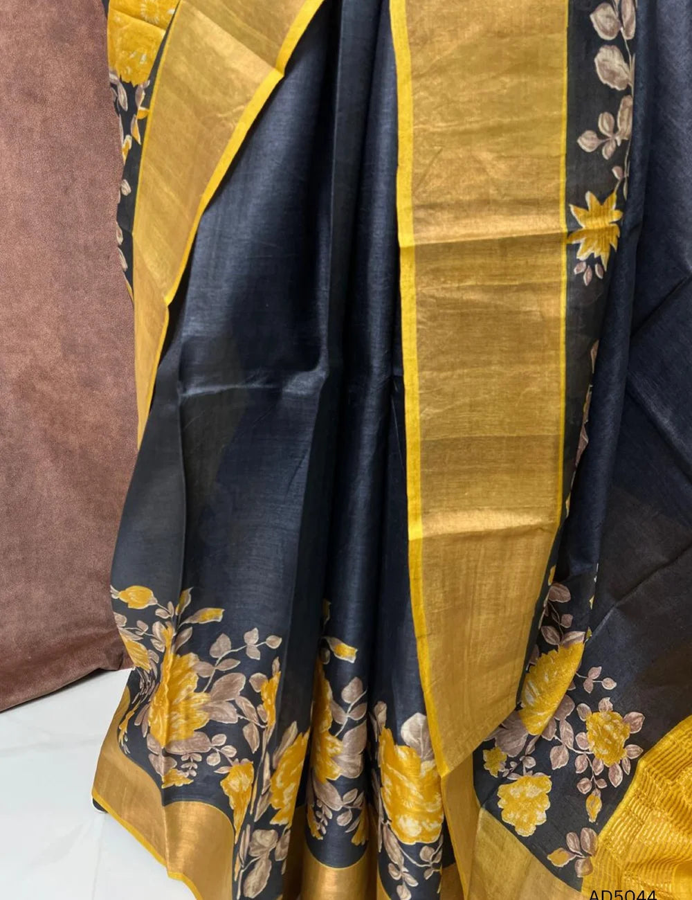 Black & Yellow - Pure Desi Tussar Saree